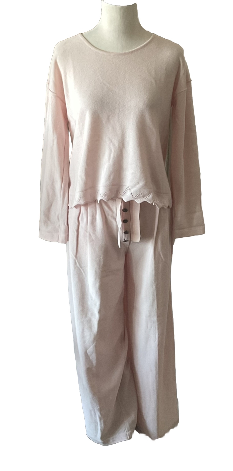 Vintage SONIA RYKIEL Pink Wool+Angora Pullover Sweater+Matching Wide Leg Pants S