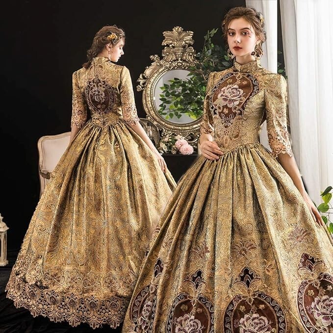 KEMAO Victorian Ball Gown Costume 18th Century Wedding Party Court Dress