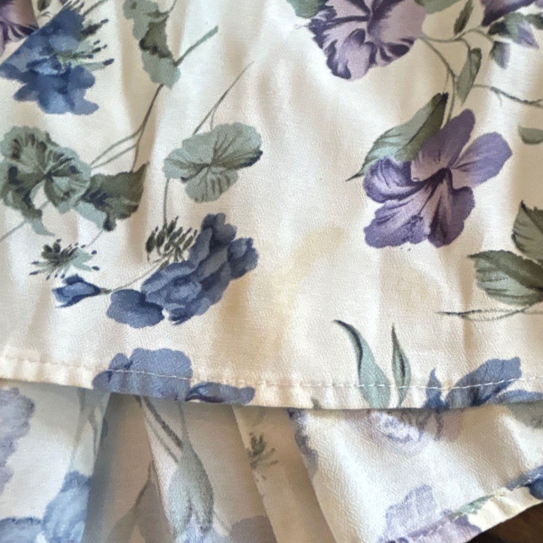 Vintage 90s L.A. Gal Maxi Dress White Blue Floral Lace Cottagecore USA Tea Party