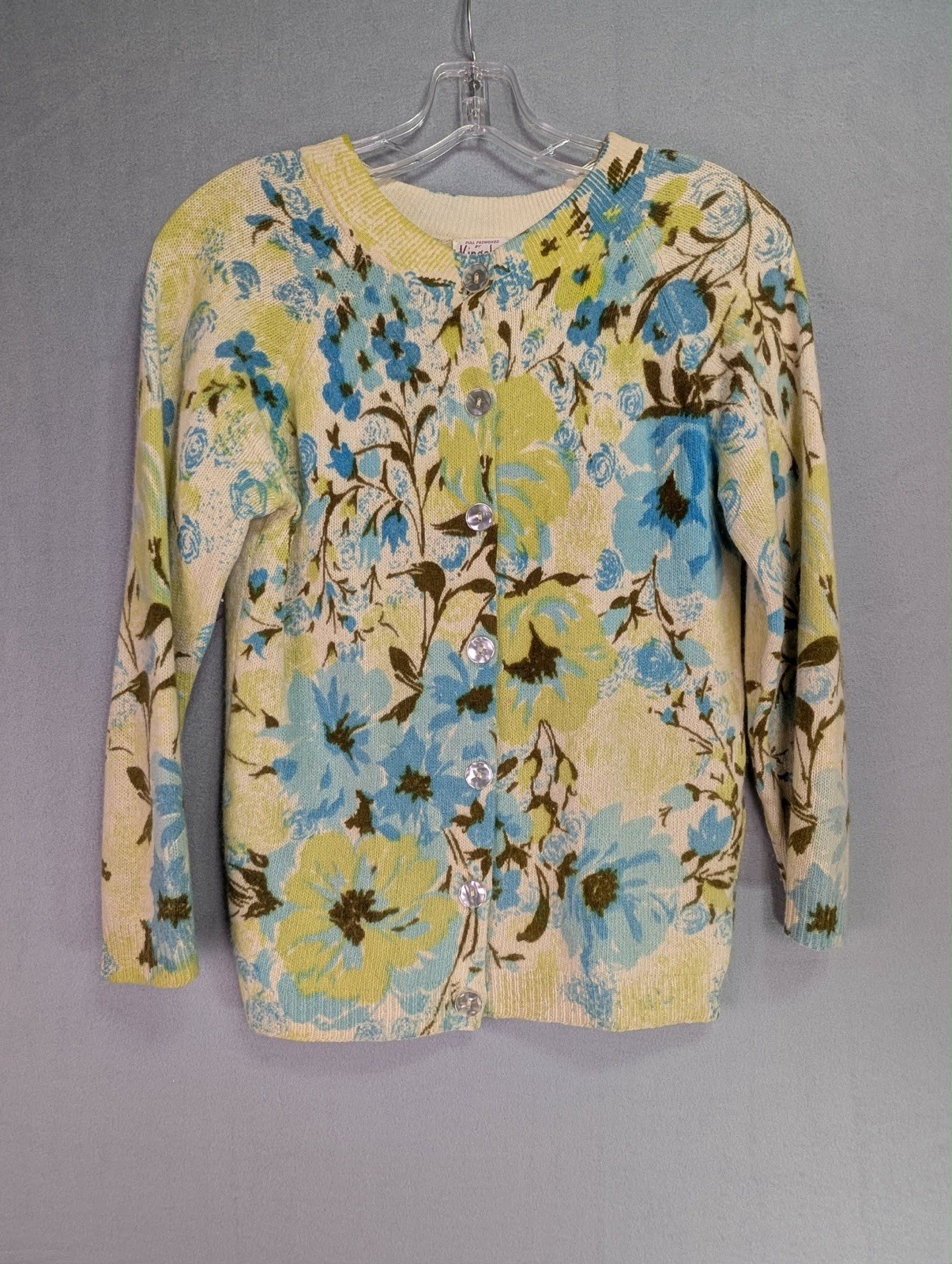 Vintage Kingsley Cardigan Sweater Small Yellow Floral Academia Librarian