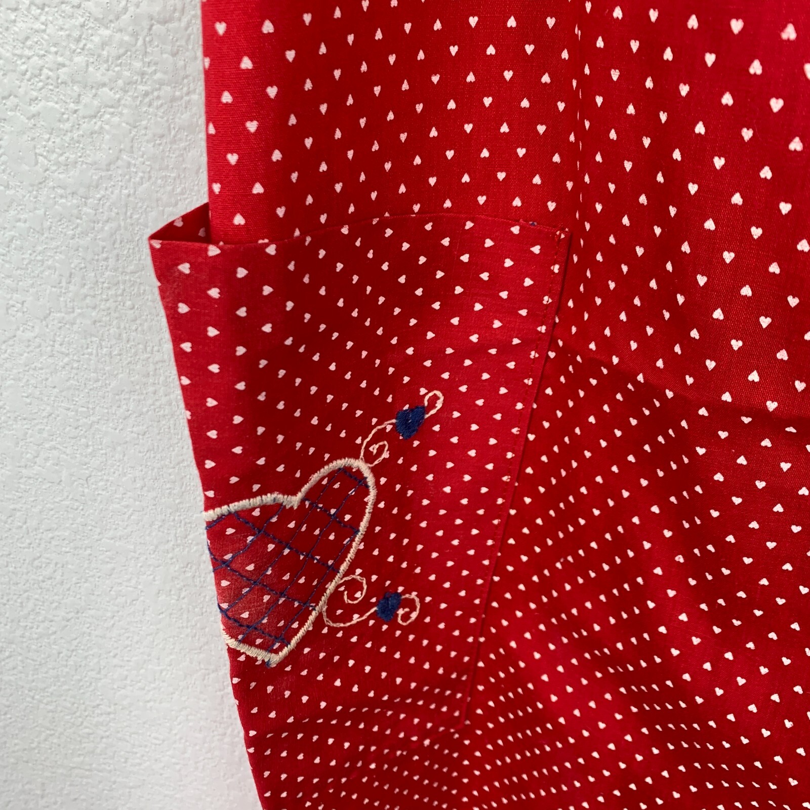 Vintage Red Hearts Nightgown Muumuu Button Robe Valentines Day Caftan Small Med