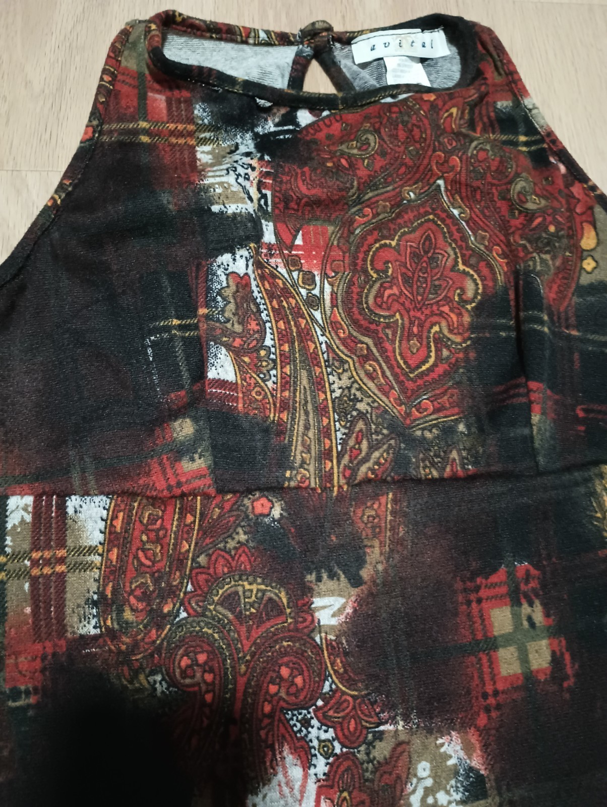 New Vtg 90s Stretch Velour Plaid Paisley Art Nouveau Steampunk Trumpet Dress S