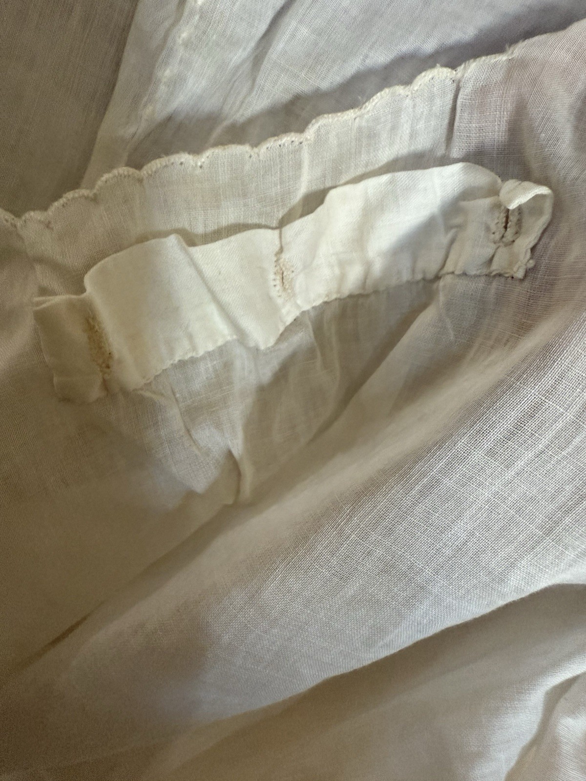 Antique Edwardian Handmade White Cotton Chemise Step-In Teddy Embroidered 1905