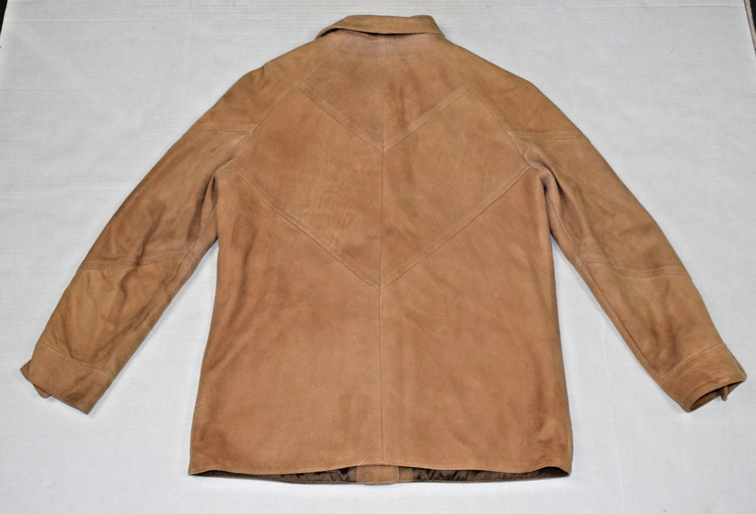 Vintage Leather Jacket New England Sportswear Size S 50s Tan Chevron Stitch