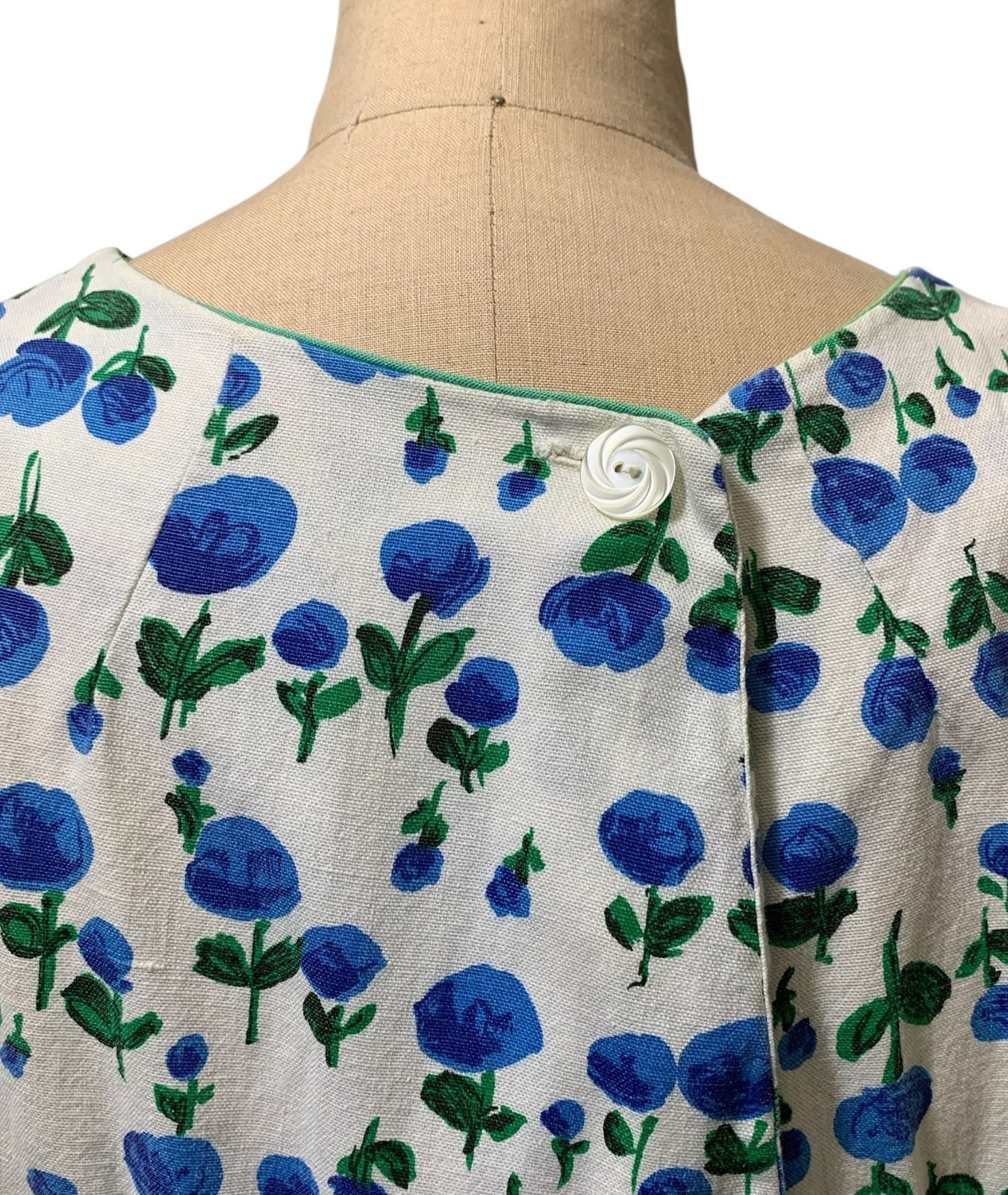 SWIRL Vintage 60s Women’s Cotton Rose Print Dress Tie Waist Pockets – Sz M