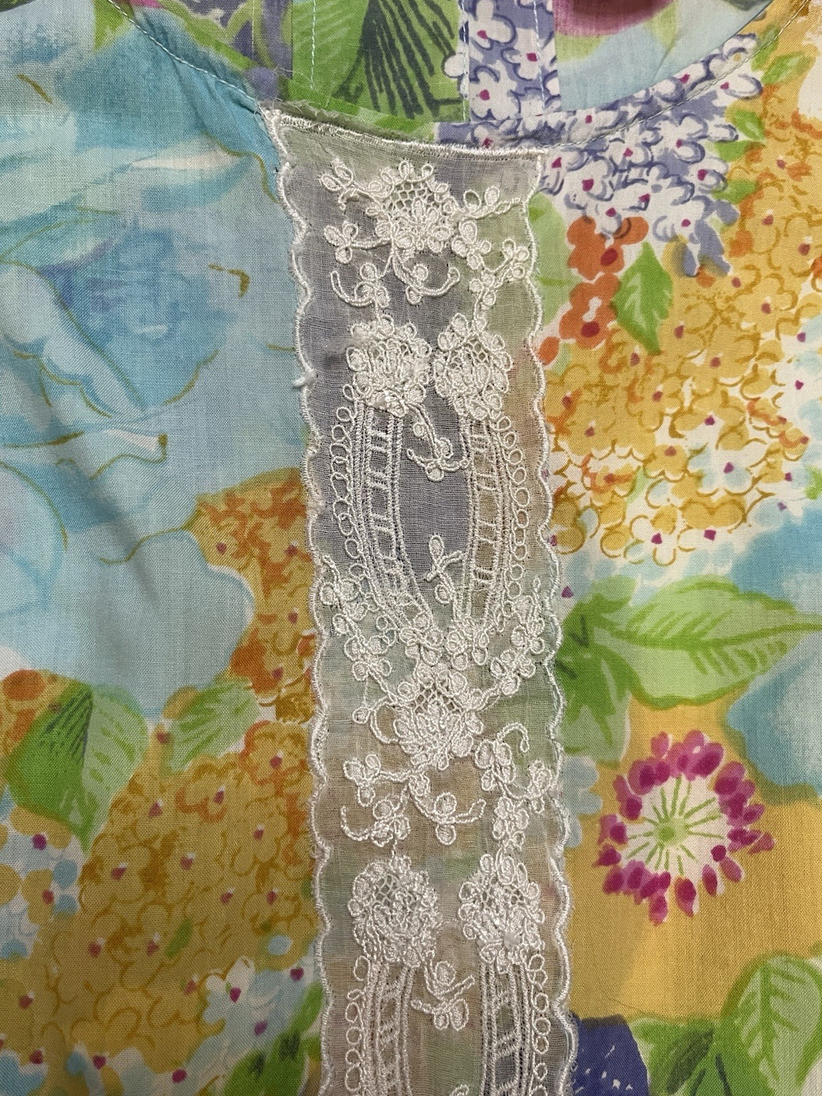 Vintage 90s Floral Cottagecore Dress Lace Trim Rayon Prairie Fairycore Boho XS S