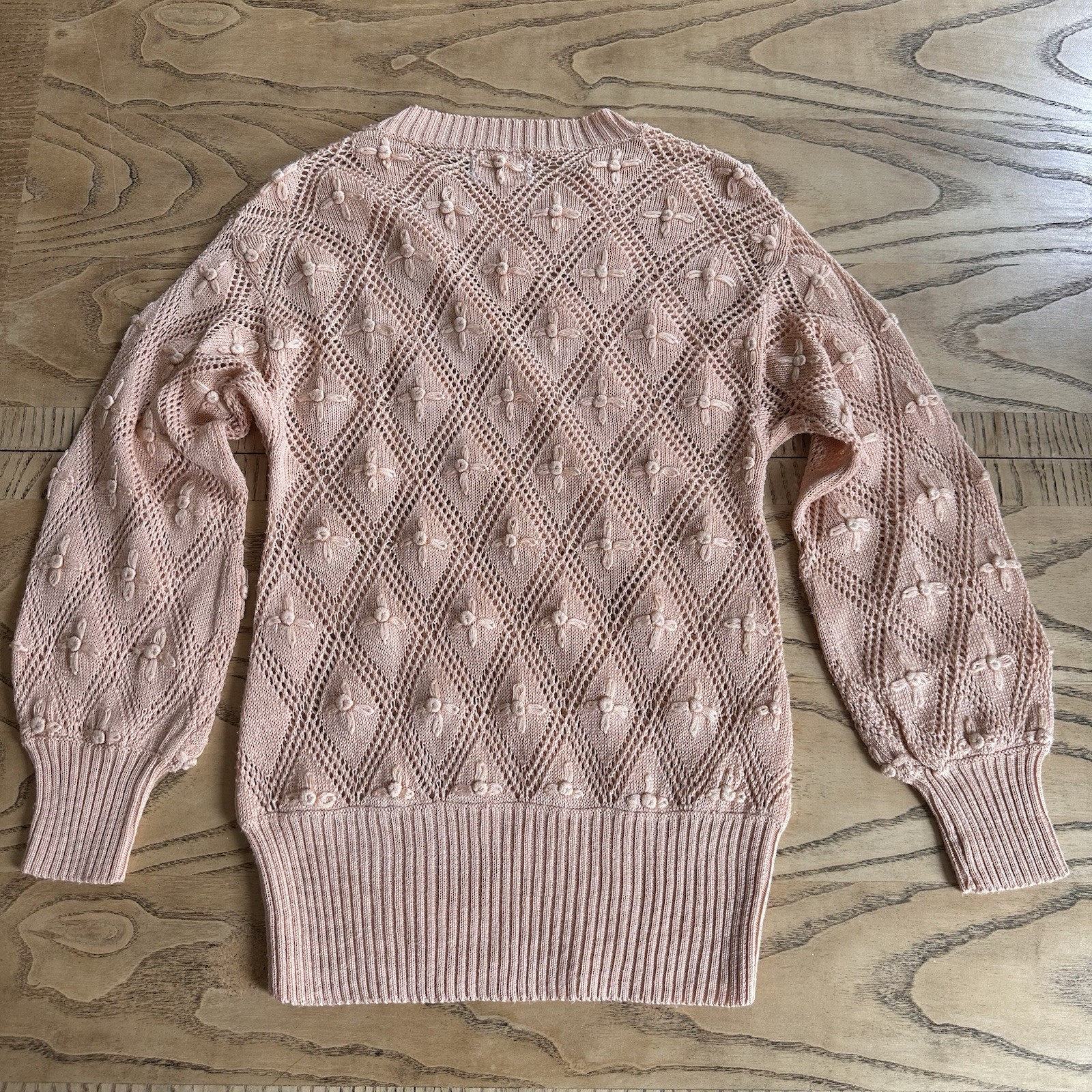 Vintage Cottagecore Knit Sweater TAMI Sportswear Sz S/M EUC Peach Pink