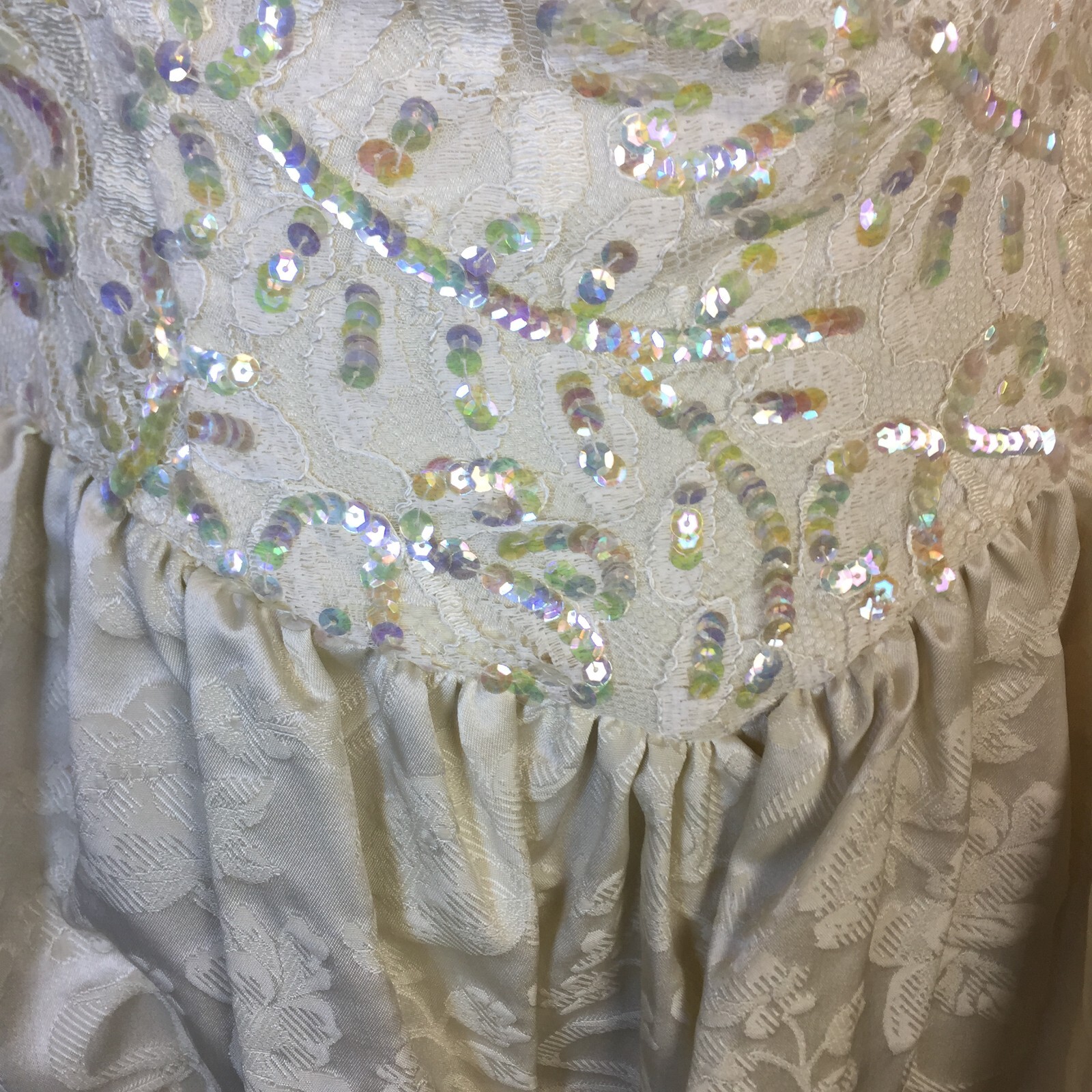 Vtg Jessica McClintock Size 8 Womans Wedding Formal Dress Beige Off the Shoulder