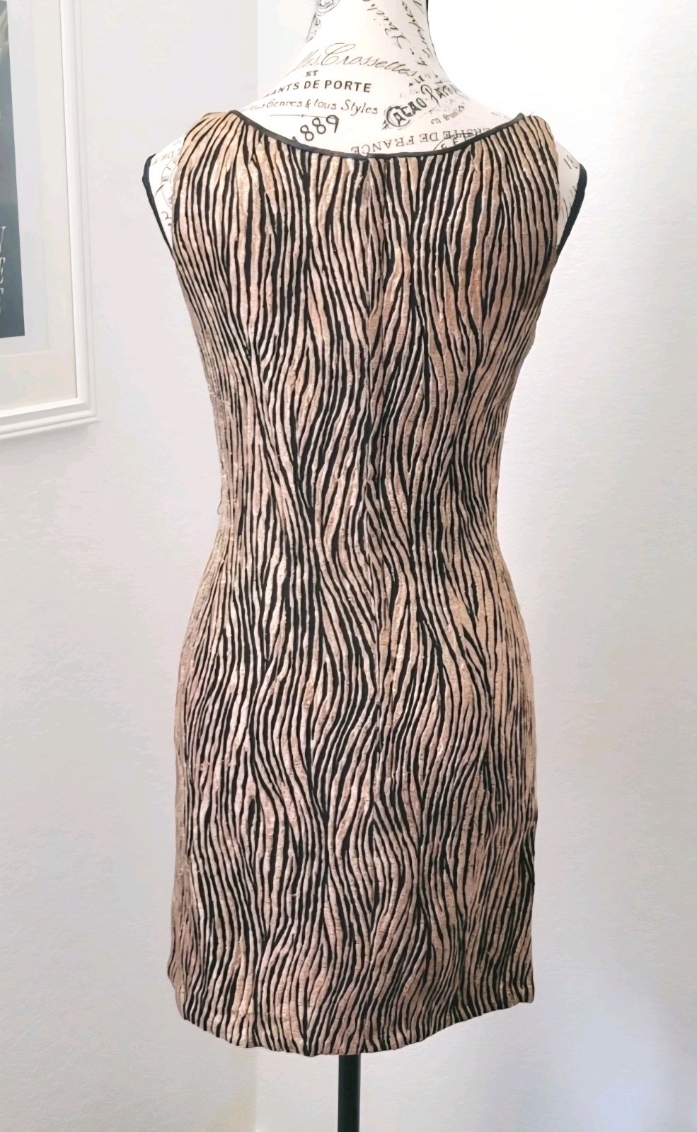 Vintage 60s 70s Cocktail Mini Dress Mod MCM Gold Lurex Animal Print Small Berlin
