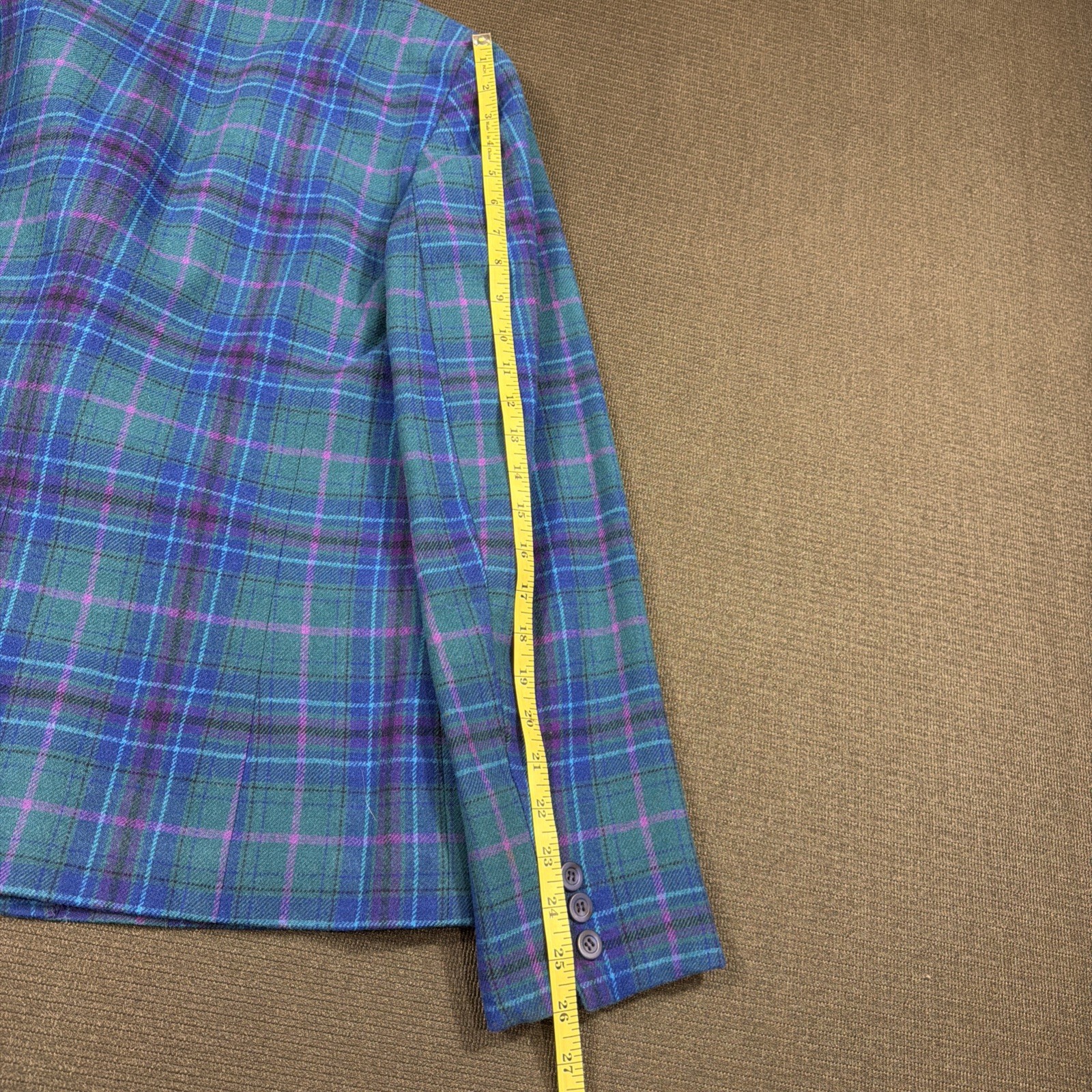 Vtg Pendleton Women’s Purple Green & Blue 100% Virgin Wool Plaid Blazer Size 16