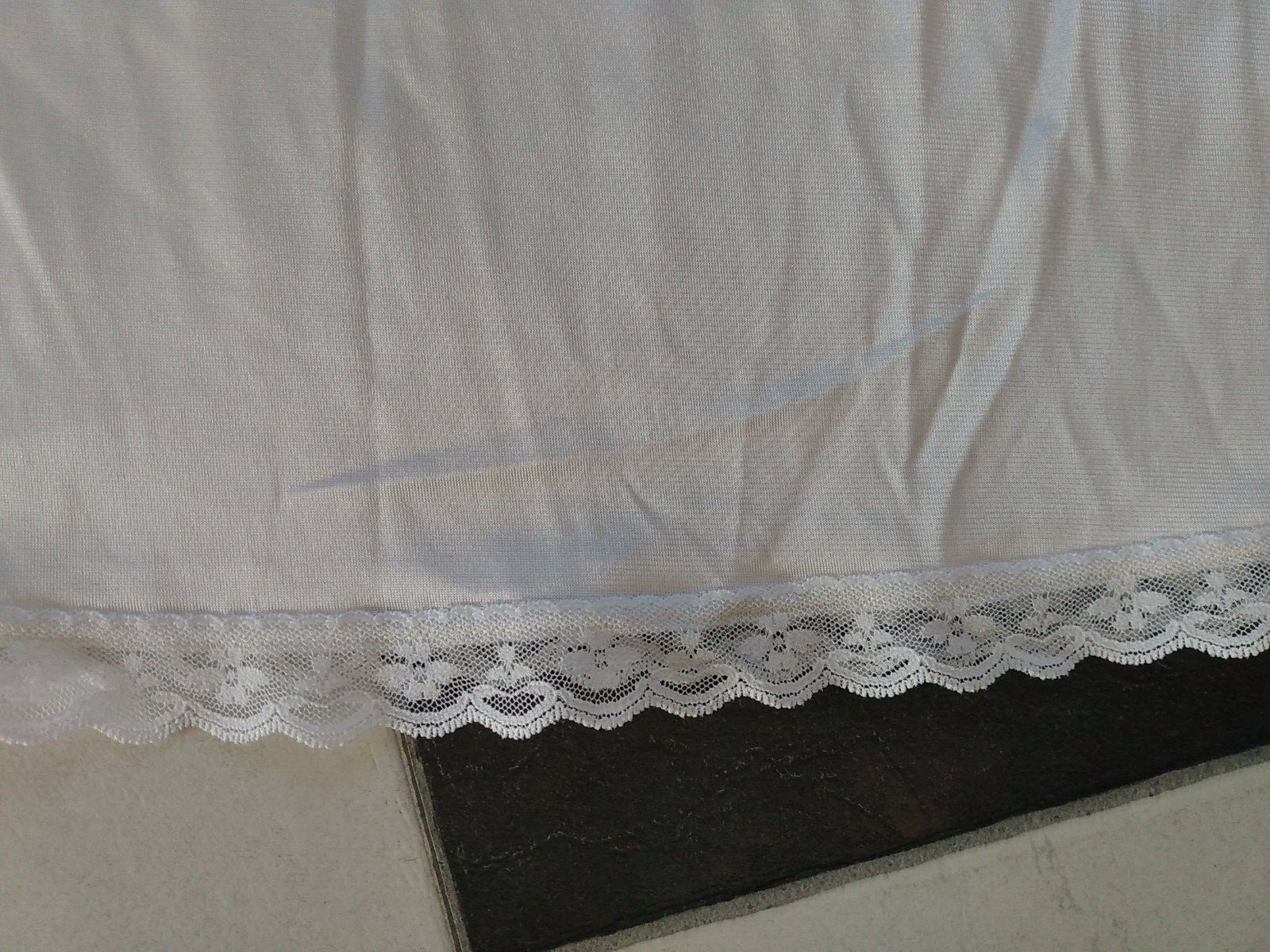Vintage JC Penney Large White/Off White Long Half Slip Lace Trimmed Hem 3829 USA