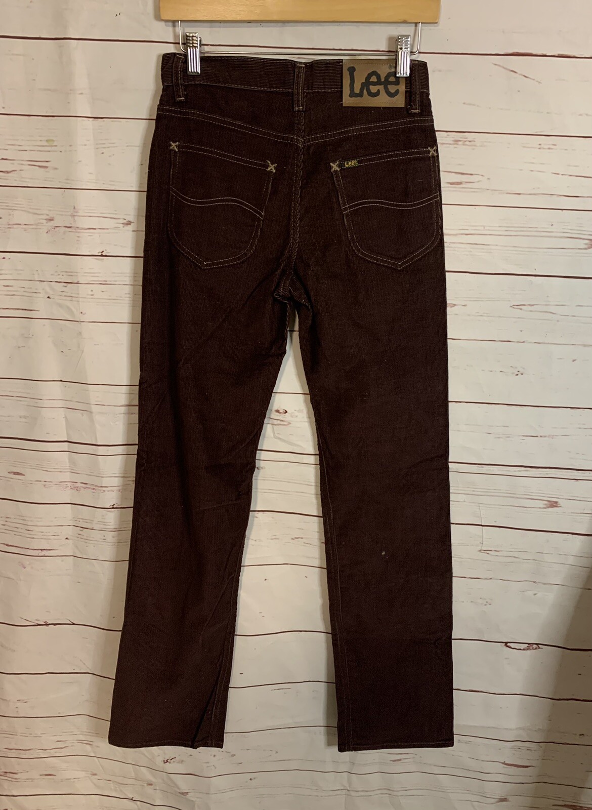 Vintage 60s 70s LEE Corduroy Jeans Brown Union-Made #42 Talon Zipper USA W-28″