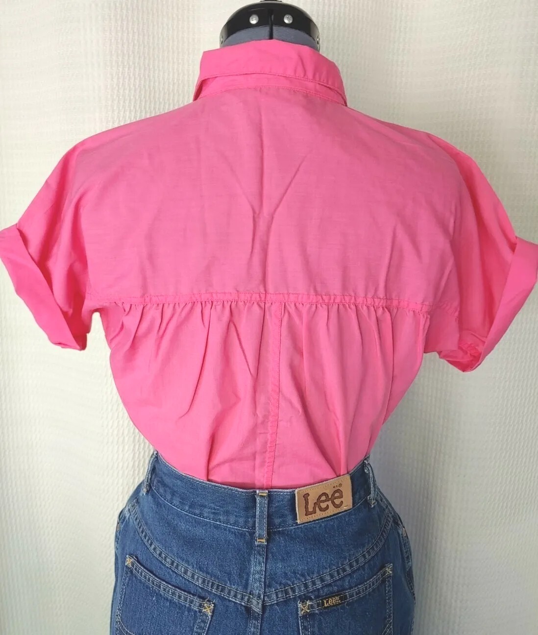 Vintage Objectives Hot Pink Short Sleeve Button Down Top Size 8