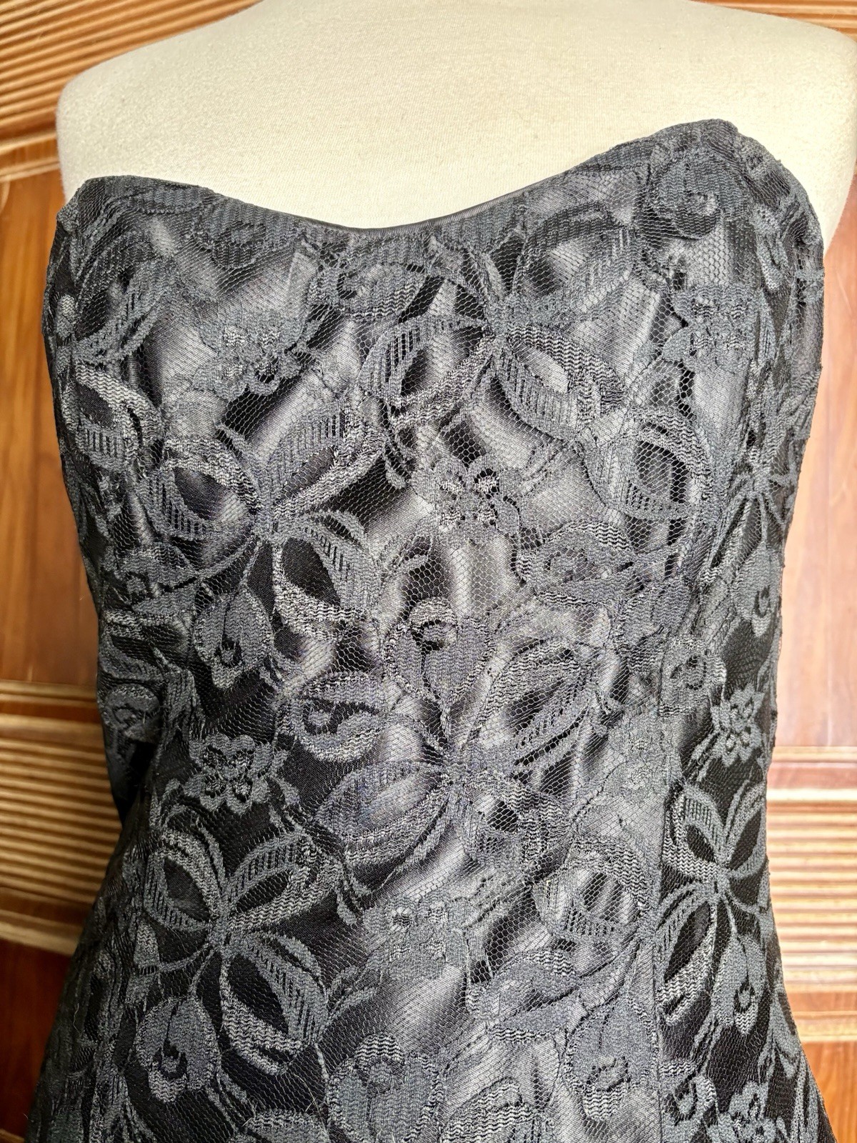 Vintage Alfredo Angelo Flirtations Black Lace Gown Prom Dress Goth Witchy S