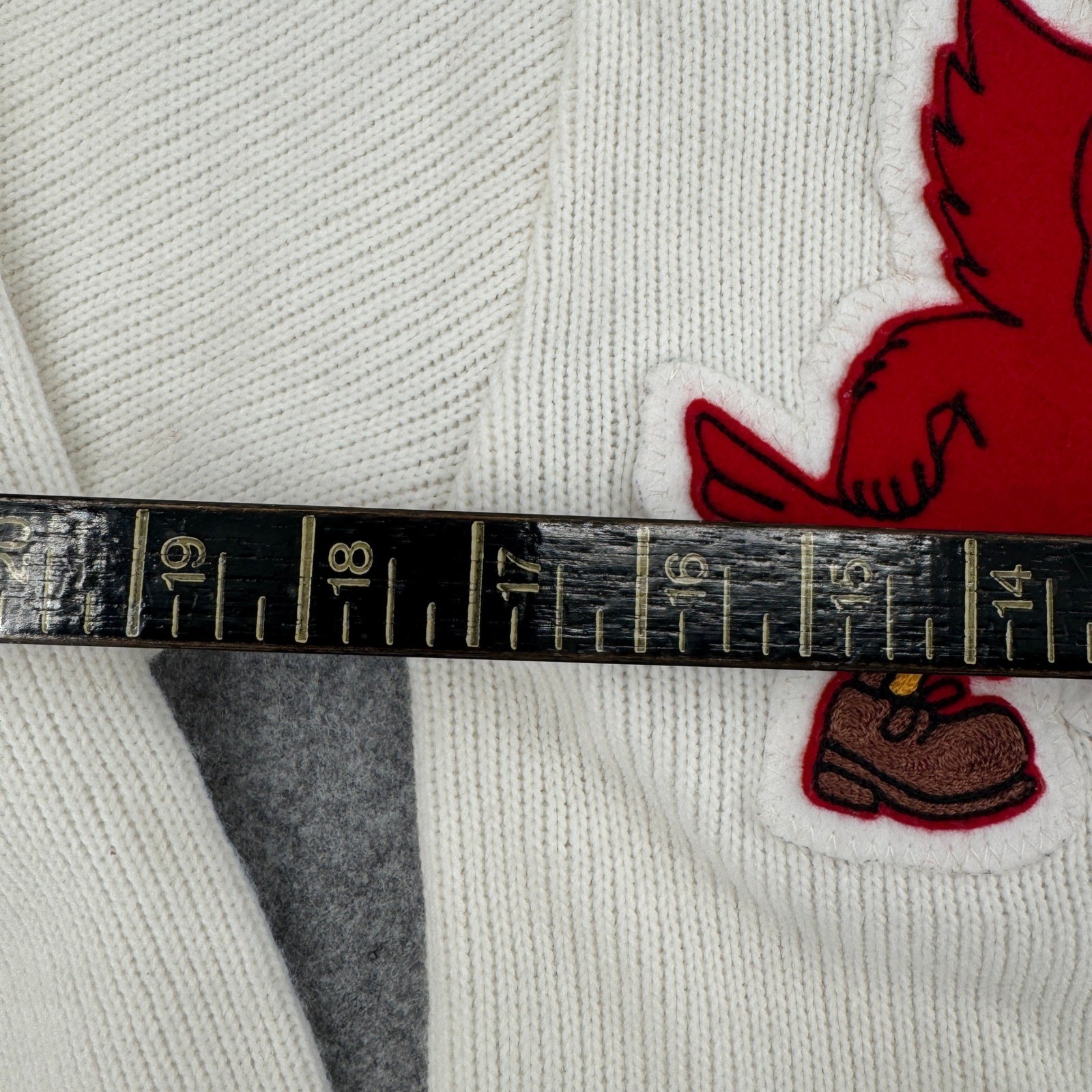 Vintage Bristol Products FHA HERO Letterman Cardigan Sweater Cream Red Size 40