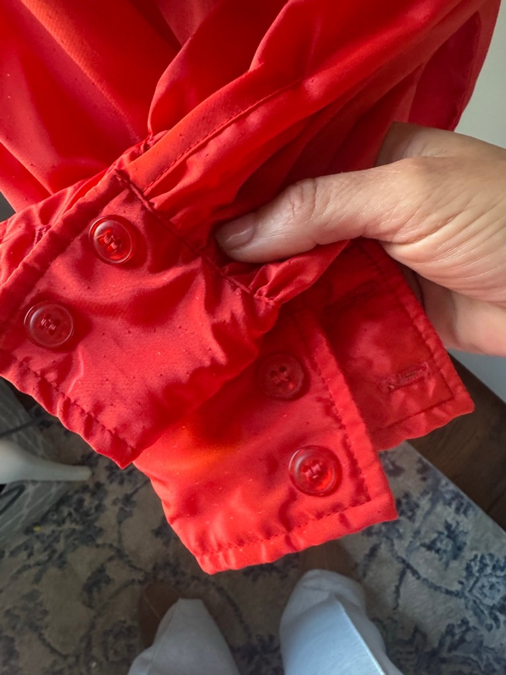 Vintage Unbranded Taffeta like Red Blouse with waist Sash