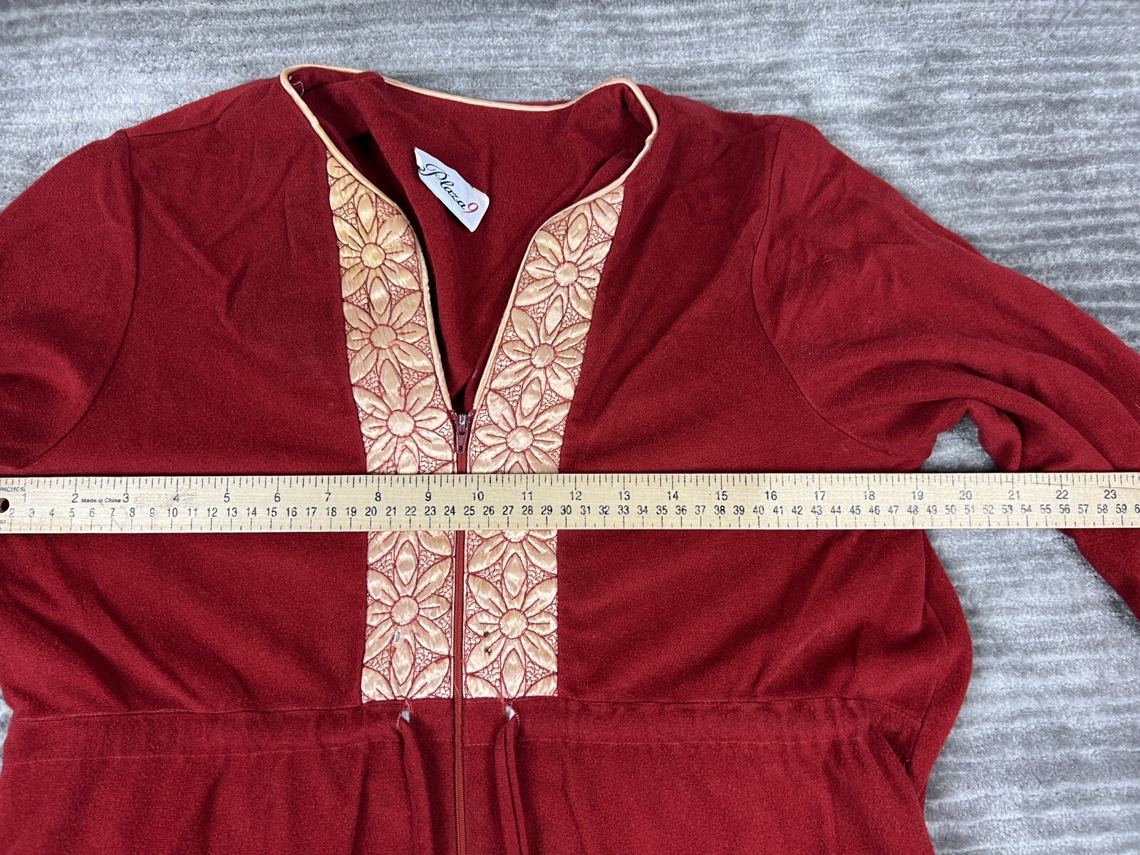 Vintage Plaza 9 Robe Womens Red Loungewear Longsleeve