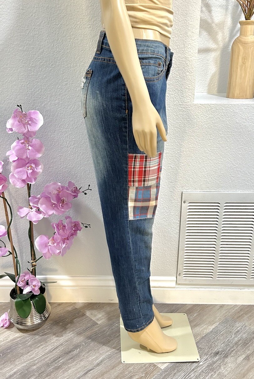 Vintage Zana Di Women’s Blue Jeans Size 18W Patchwork Denim 90’s Hippie BOHO