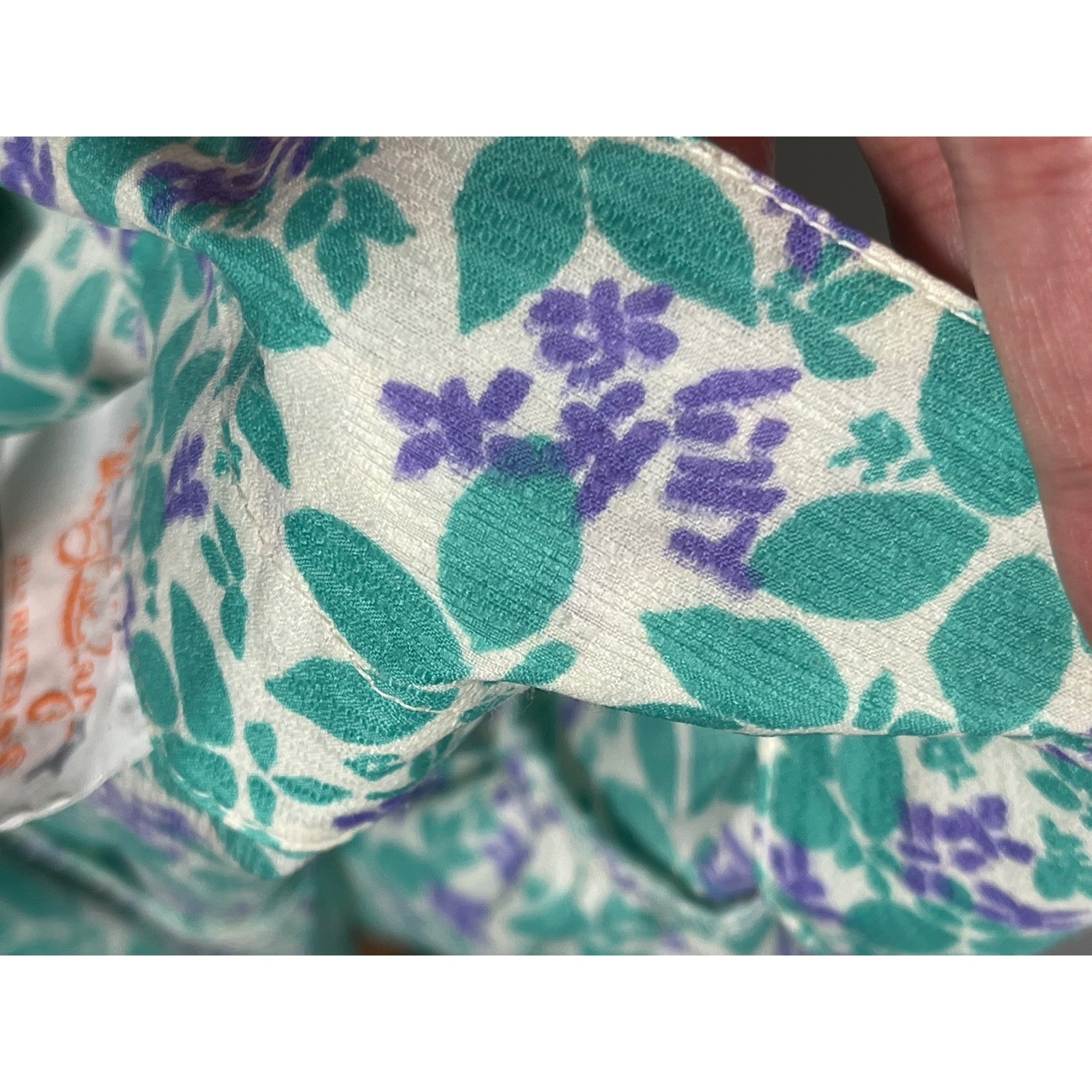 LILLY PULITZER Vintage Floral Long Sleeve Blouse Size 8 Teal Purple Cottagecore