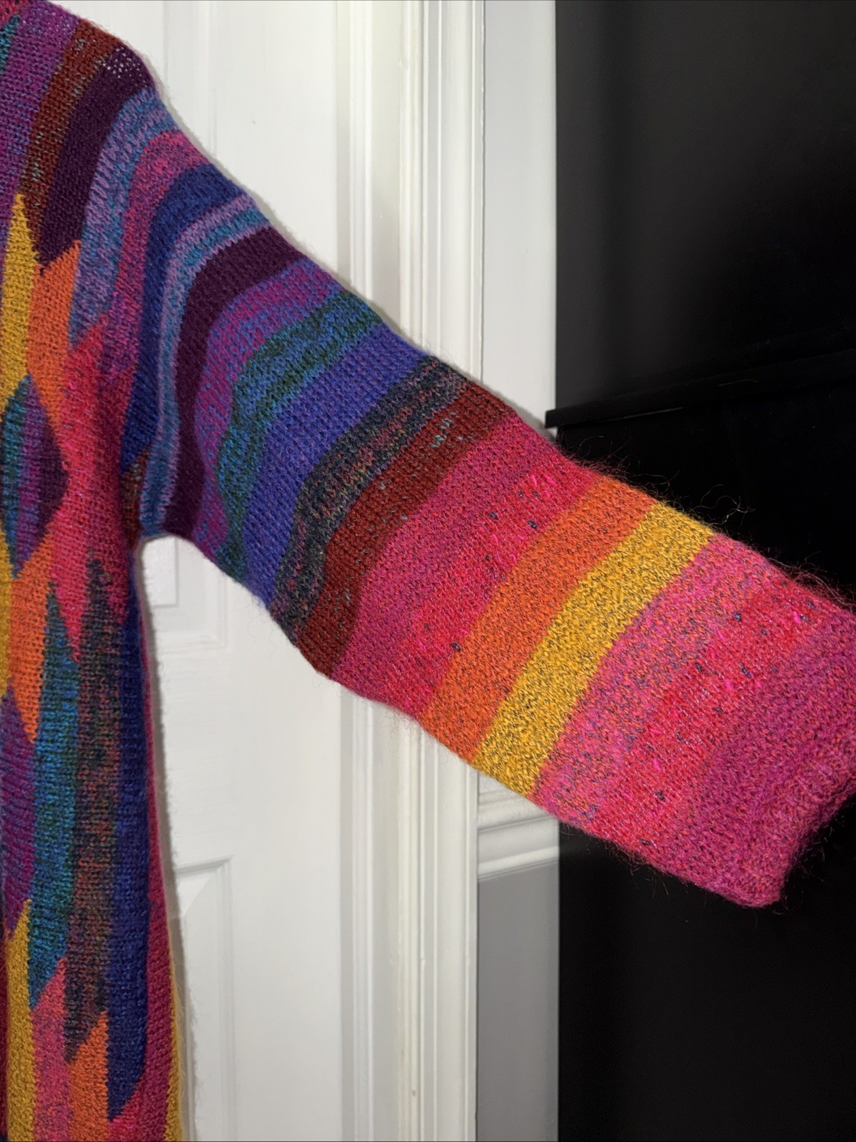 VTG Mariea Kim Sweater Dress M Geometric Stripe Southwestern Pattern Wool Blend