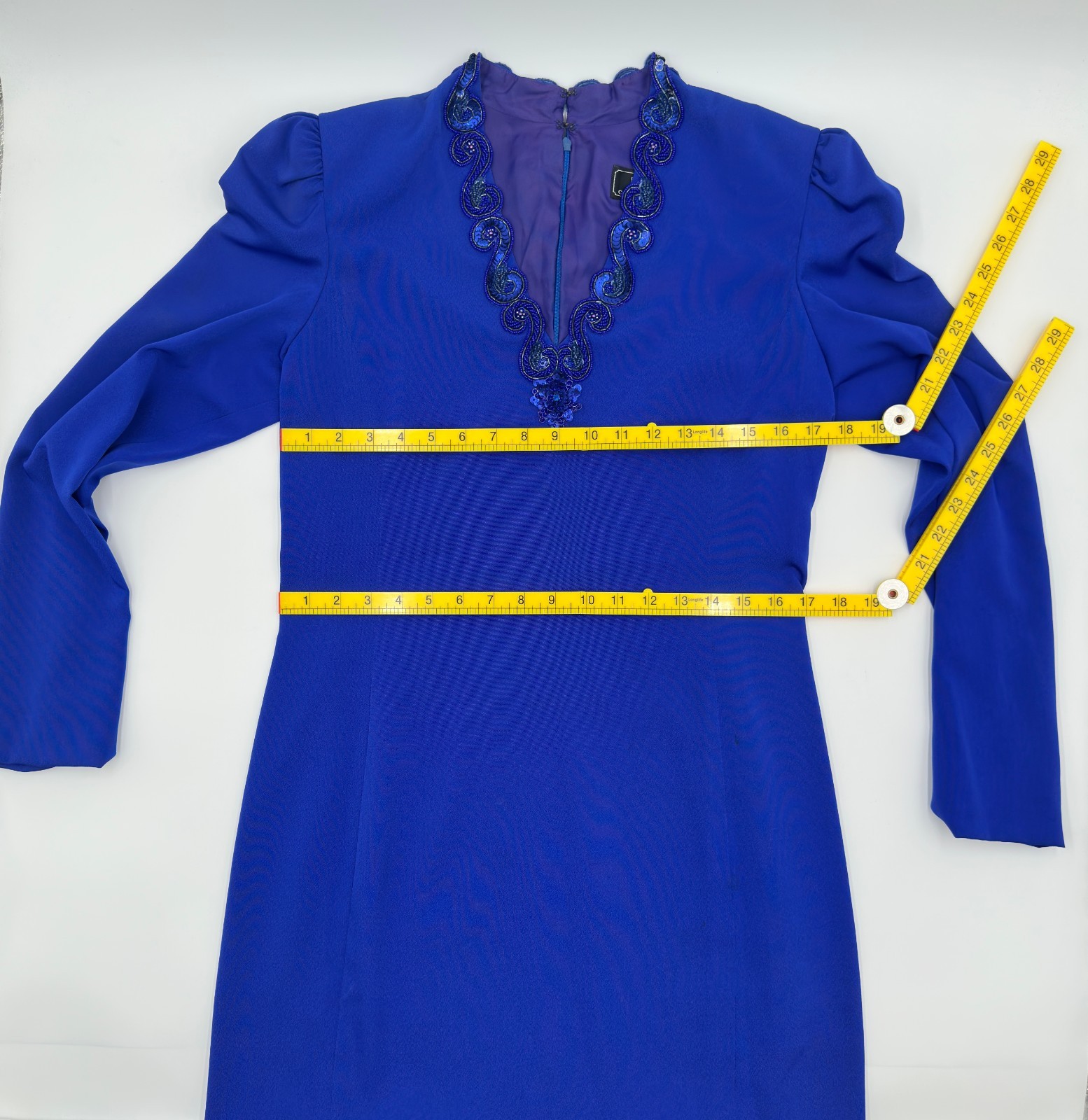 Vintage CH by Carolina Herrera Royal Blue Beaded Cocktail Dress – Size 12