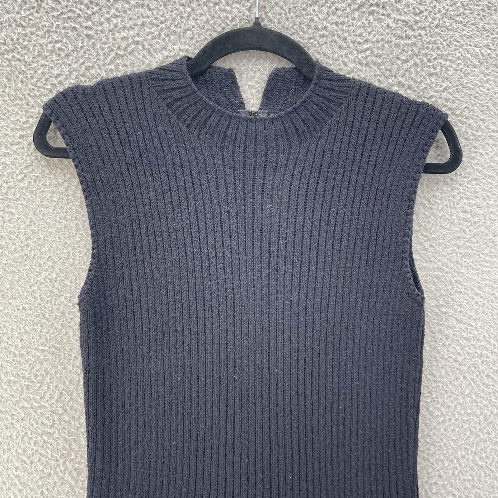 Vintage St John Knits Santana Dress Women Small Navy Midi 70s Preppy Academia