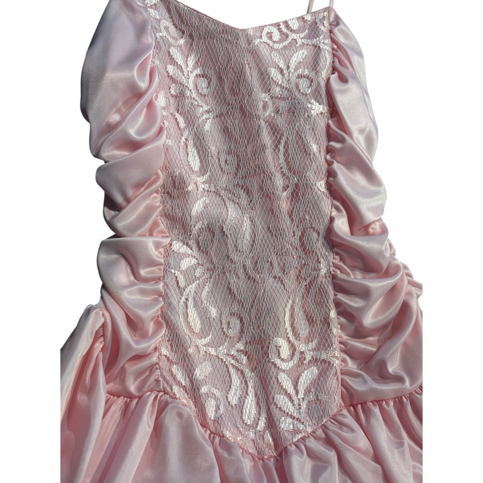 Vtg 90s pink Lace Fit & Flare Party Prom Dress w bolero jacket juniors sz 3