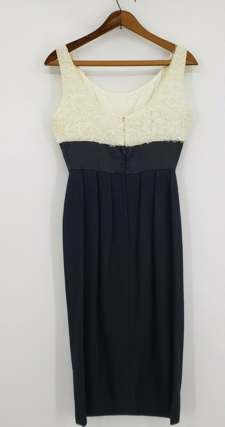 Vtg Jerell Jr Dress Womens Small? Black Ivory Lace Pink Rose