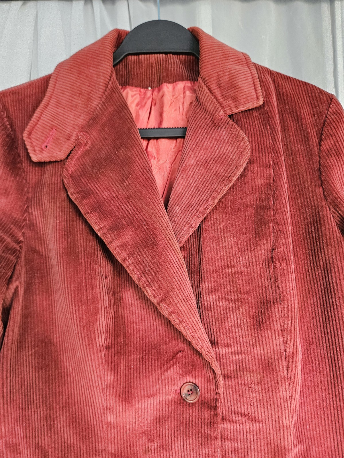 Vintage Burgundy Red Corduroy Jacket Blazer Two Button Front Dark Academia S-M
