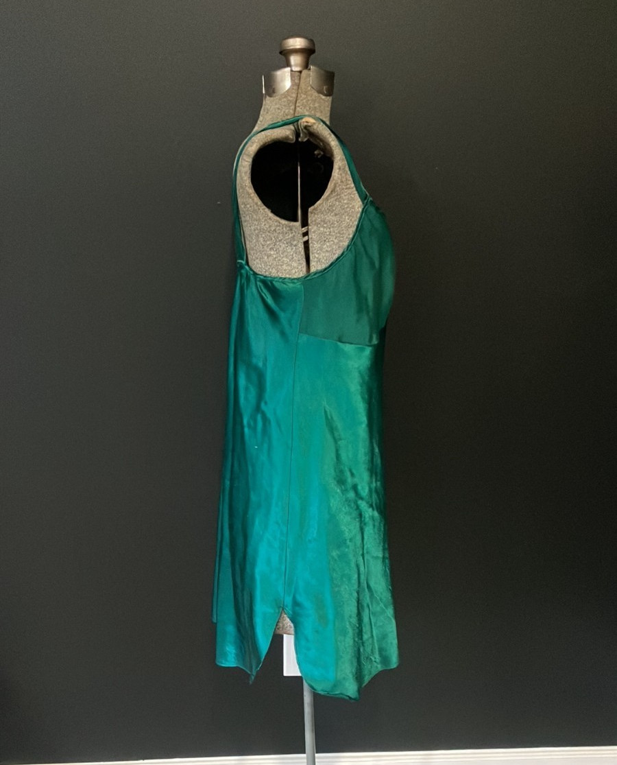 Vintage Adonna Green Satin Slip NIghtwear Dress Size 34 1990s 2000s