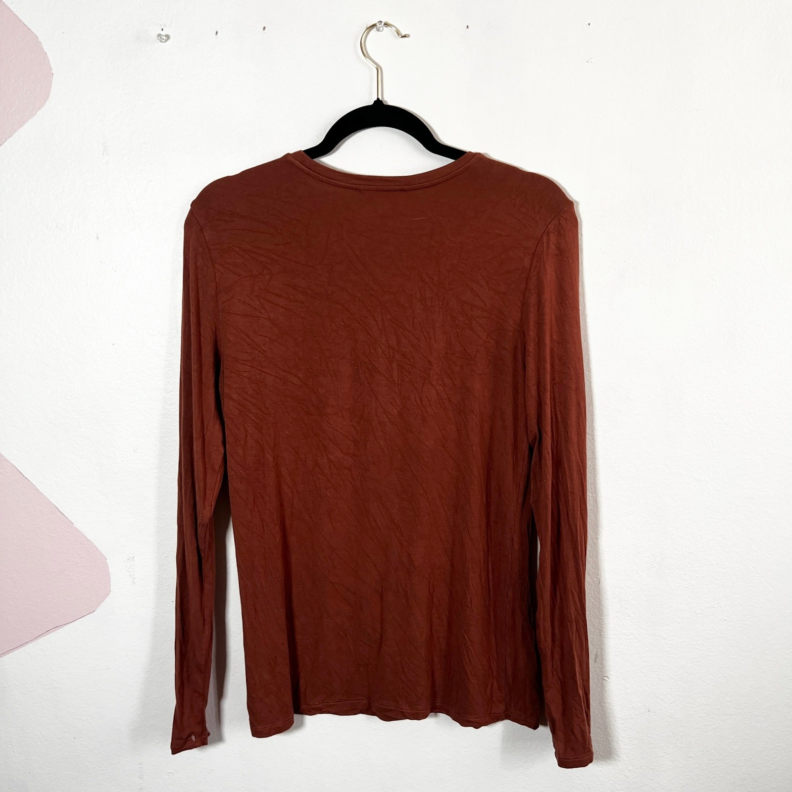 Aritzia Babaton Long Sleeve Top Brown Medium Fitted Soft Casual Retro