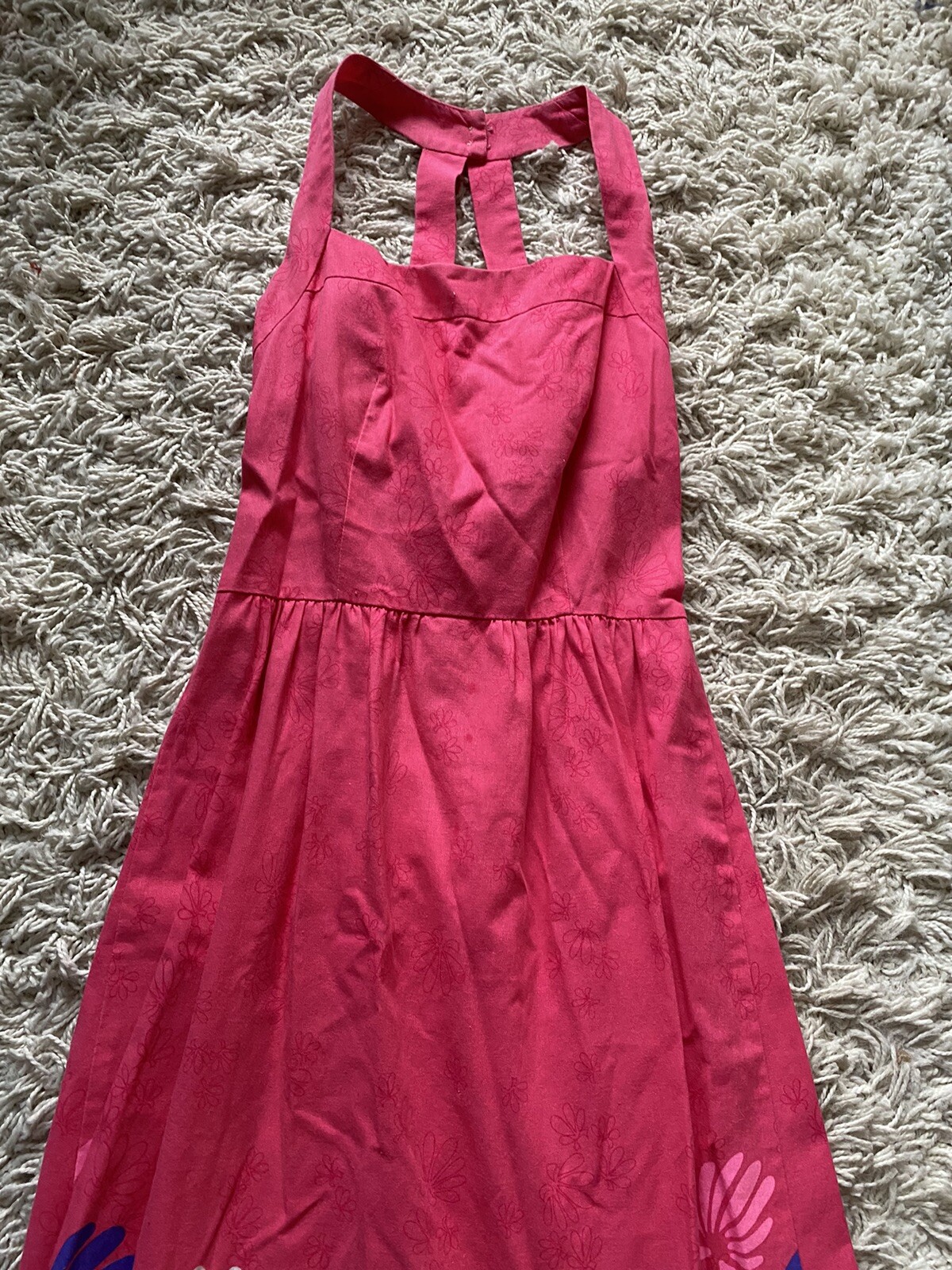 Vintage Carroll Reed Dress Pink Fit And Flare Shell Tropical Flower Floral 6