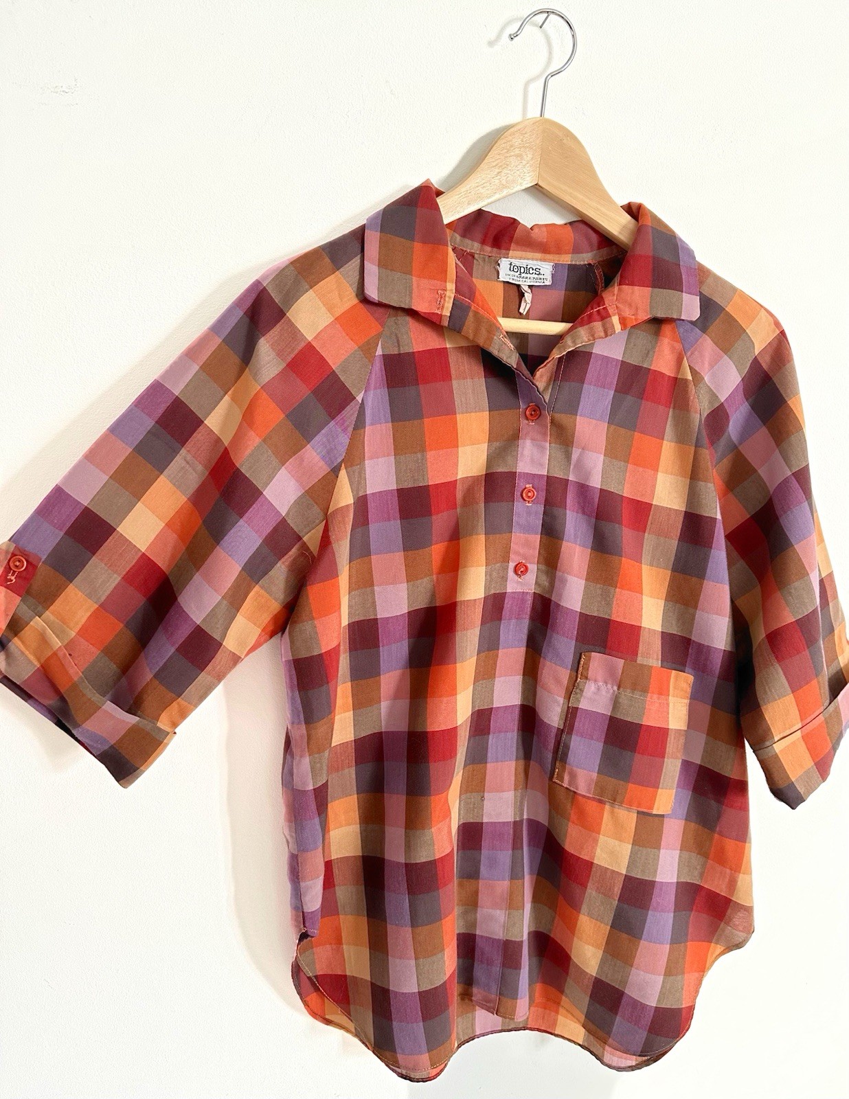 Vintage 70’s topics Spare Parts California Size Medium Made In USA Flannel Top