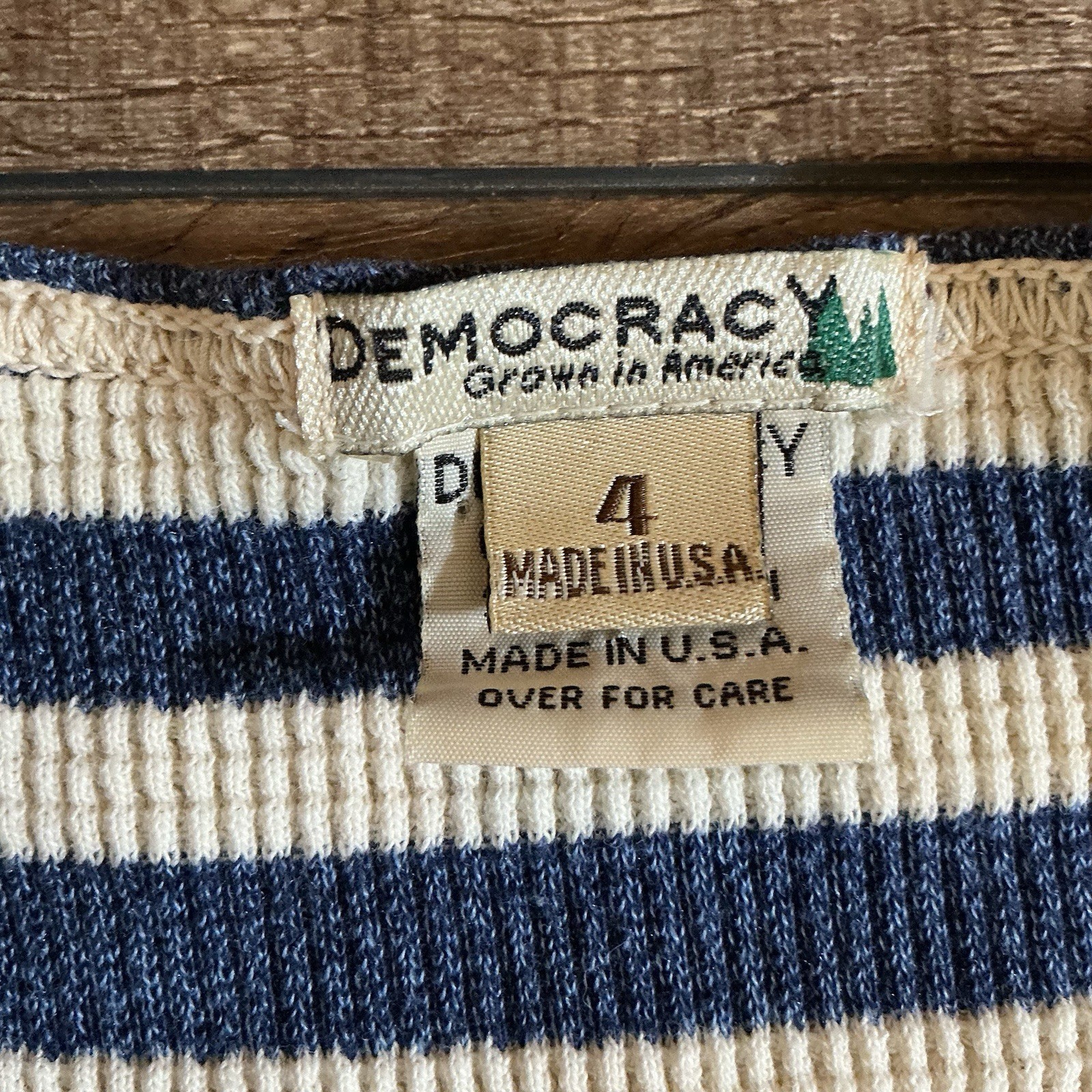 VINTAGE Size 4 Democracy Denim Button Front Dress USA Made Ribbed Striped #17708
