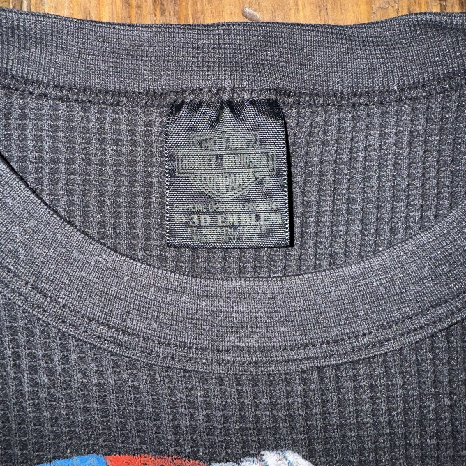 Harley-Davidson Motorcycle 3D Emblem Vintage 1985 Waffle Thermal Shirt Small