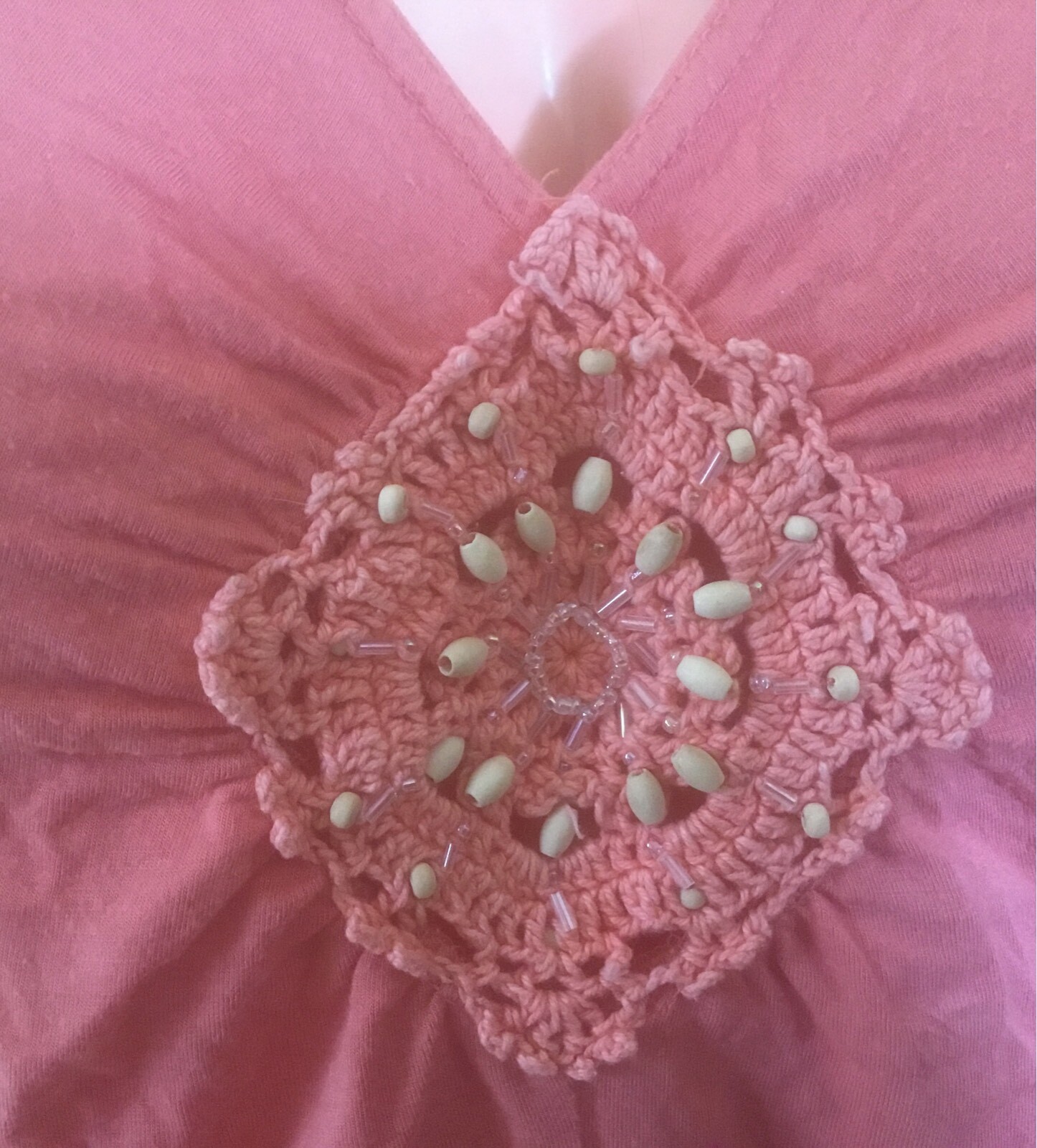 Vintage WestCo Salmon Spandex Viscose women’s Top Embroidered beading design S L