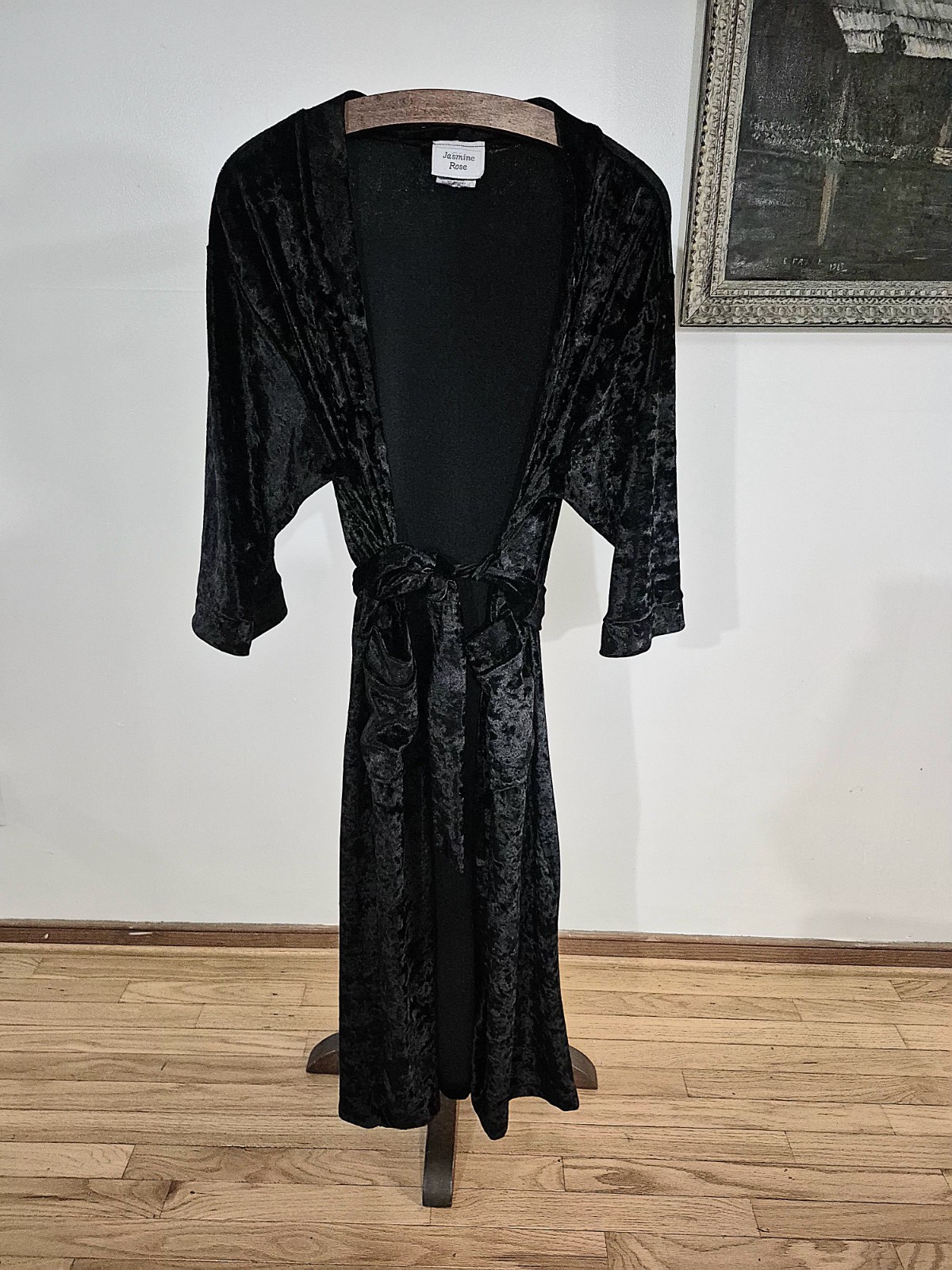 Jasmine Rose Black Velvet Style Robe Size Small