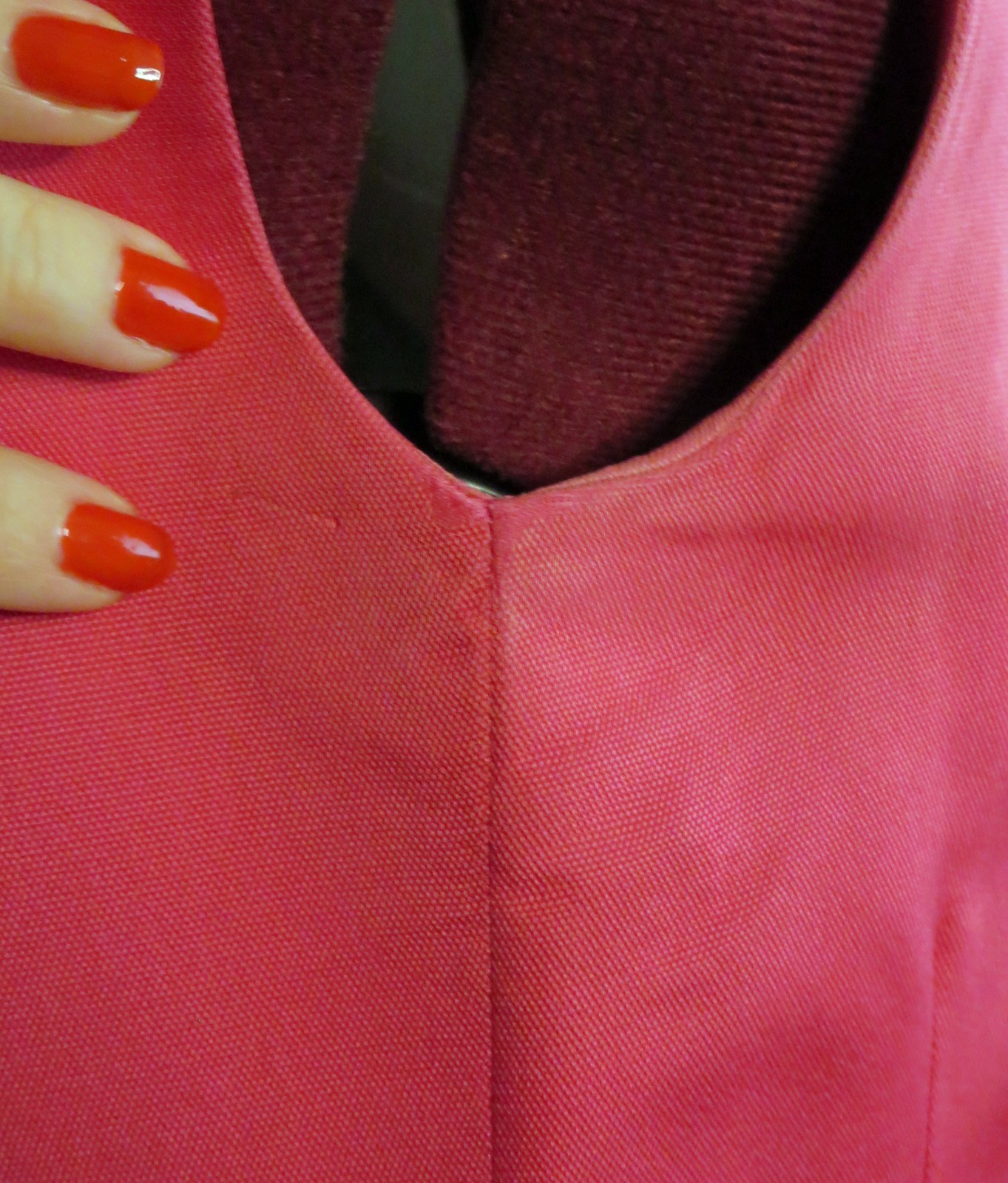 1950s 1960s Hot Pink 100% Silk Beaded Cocktail Party Dress Marjorie Michael S