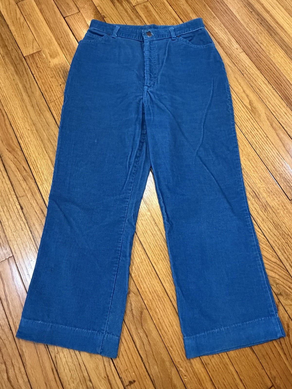 Vtg 1980s Chic by H.I.S. Teal Blue Corduroy Pants Women’s 30″ Waist x 25″ Inseam