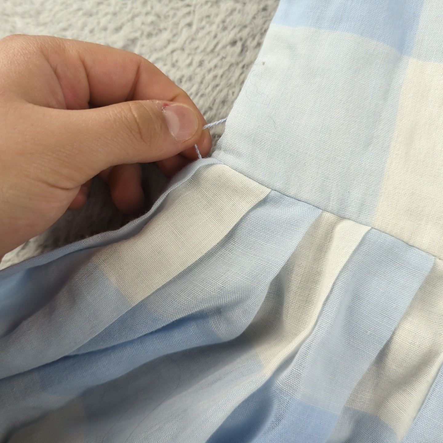 Vintage Jeanne Durrell Dallas Dress Womens Blue White Prairie Pleated Modest