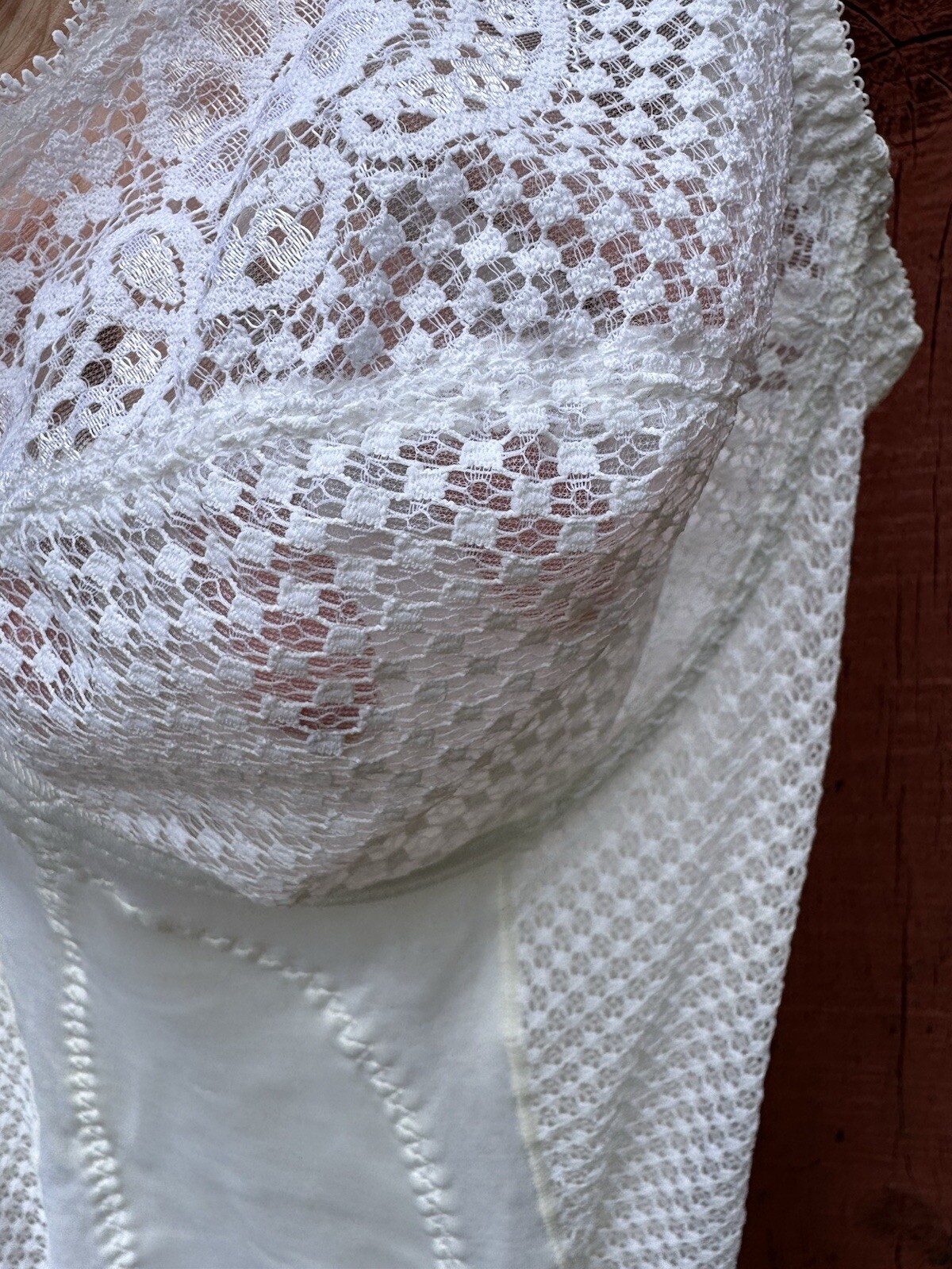 Vintage White Lace Teddy Lingerie By Goddess Size 38B Bodysuit 70s 80s Underwire