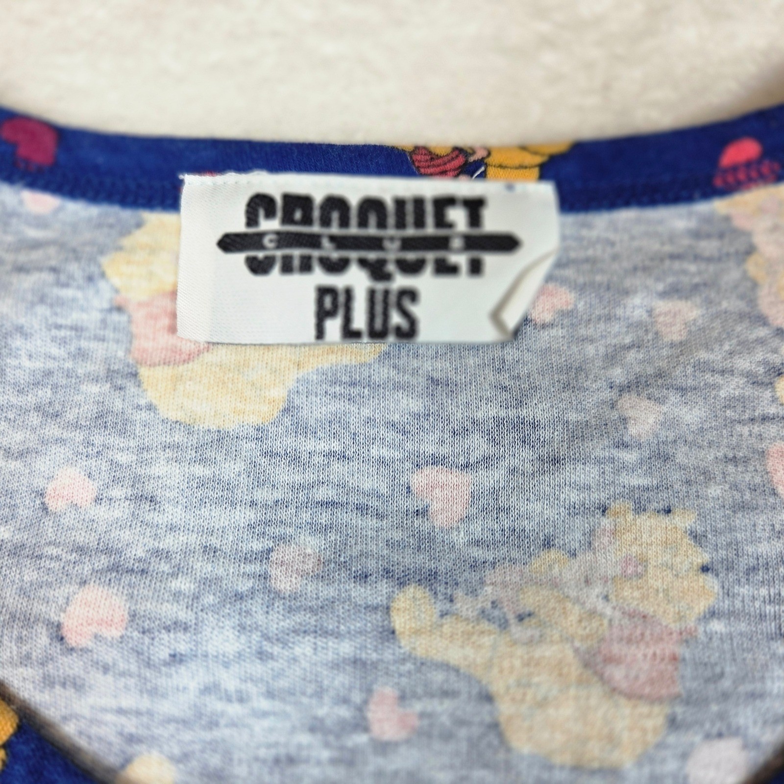 Vintage Croquet Club Plus Winnie the Pooh Piglet Hearts Blue Tank Top Plus