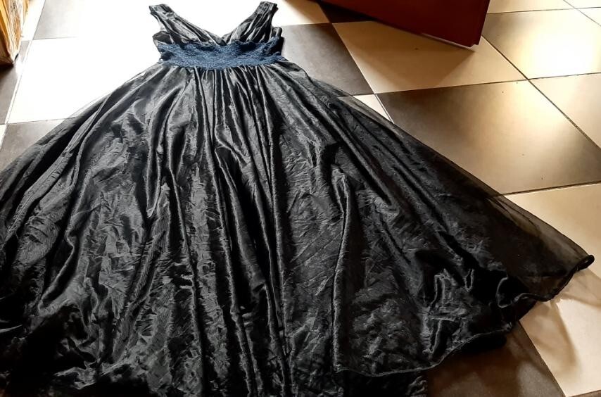 Vintage 80s Black Nylon Peignoir Dress Sexy Guipure Layered Chest 86cm/34″