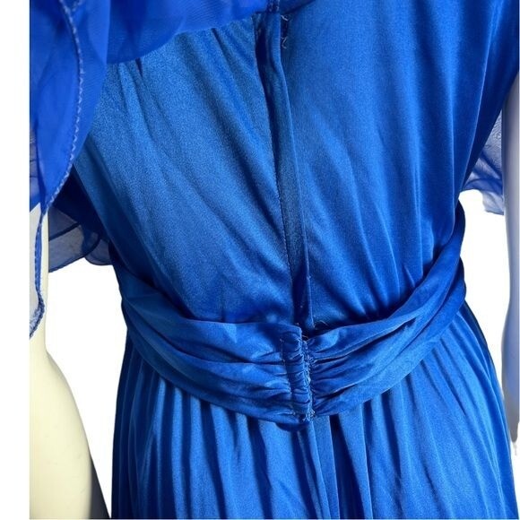 VTG 70’s/80’s Royal Blue Sylvia Ann Cape Maxi Dress With Union Tags