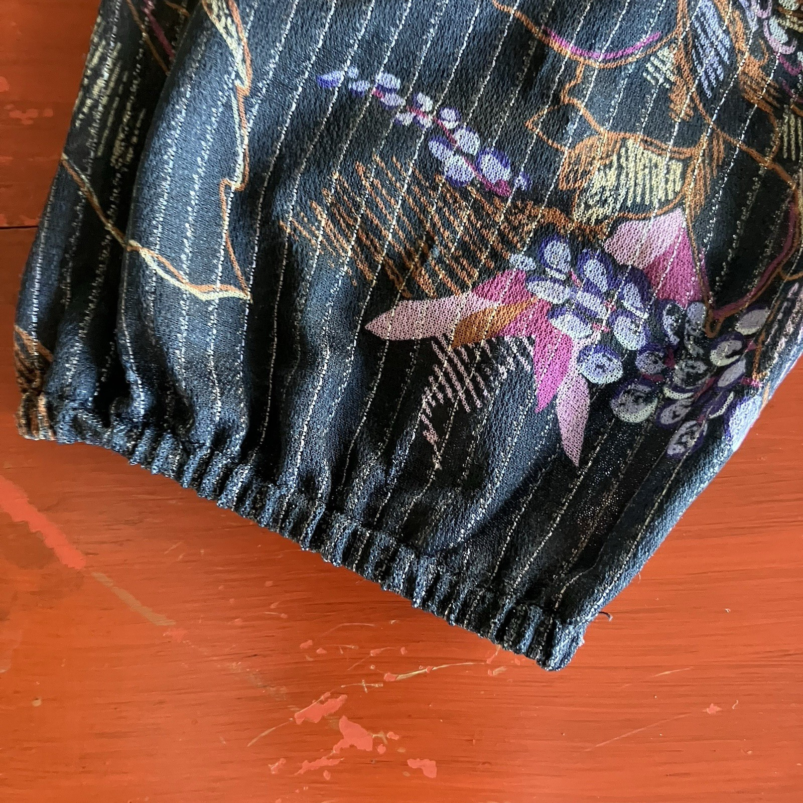 Sexy Vintage 70s Shimmery Sheet Black Dress With Metallic Braided Trim sz 8