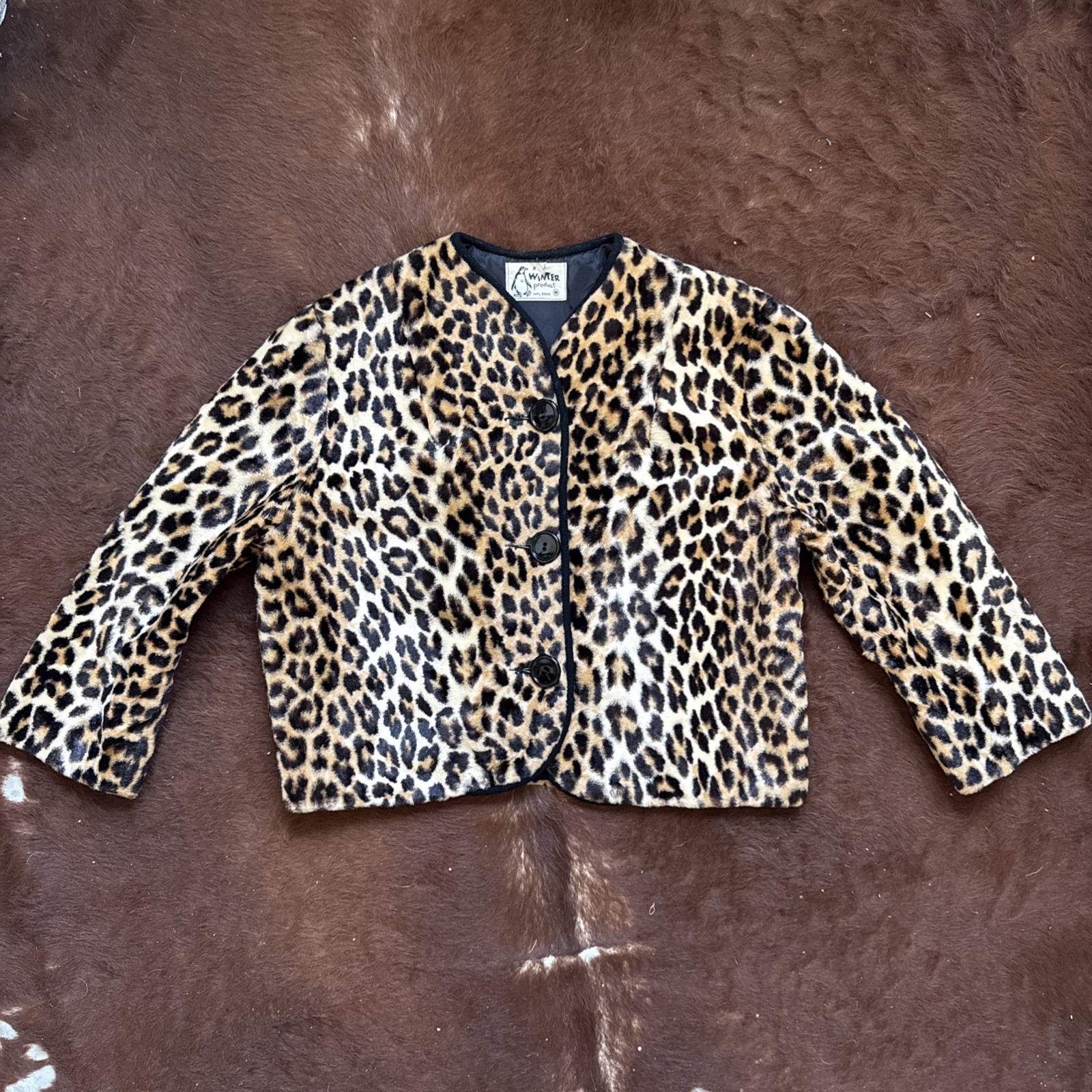 Vintage Women’s 50s Faux Leopard Fur Top Small Winter Product Campus