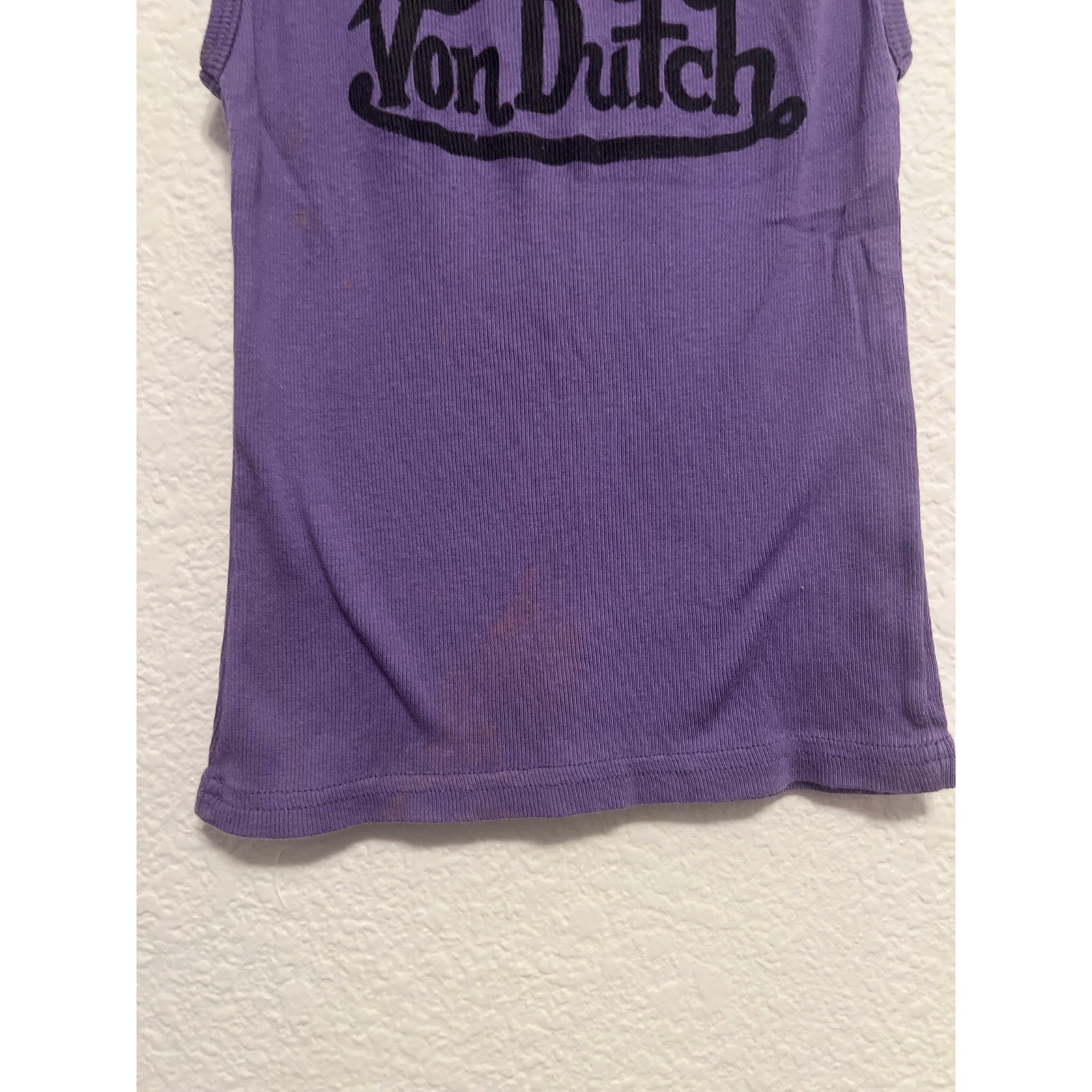 Vintage Von Dutch Purple Ribbed Tank Top Y2K Logo Shirt Womens Medium Fits Small