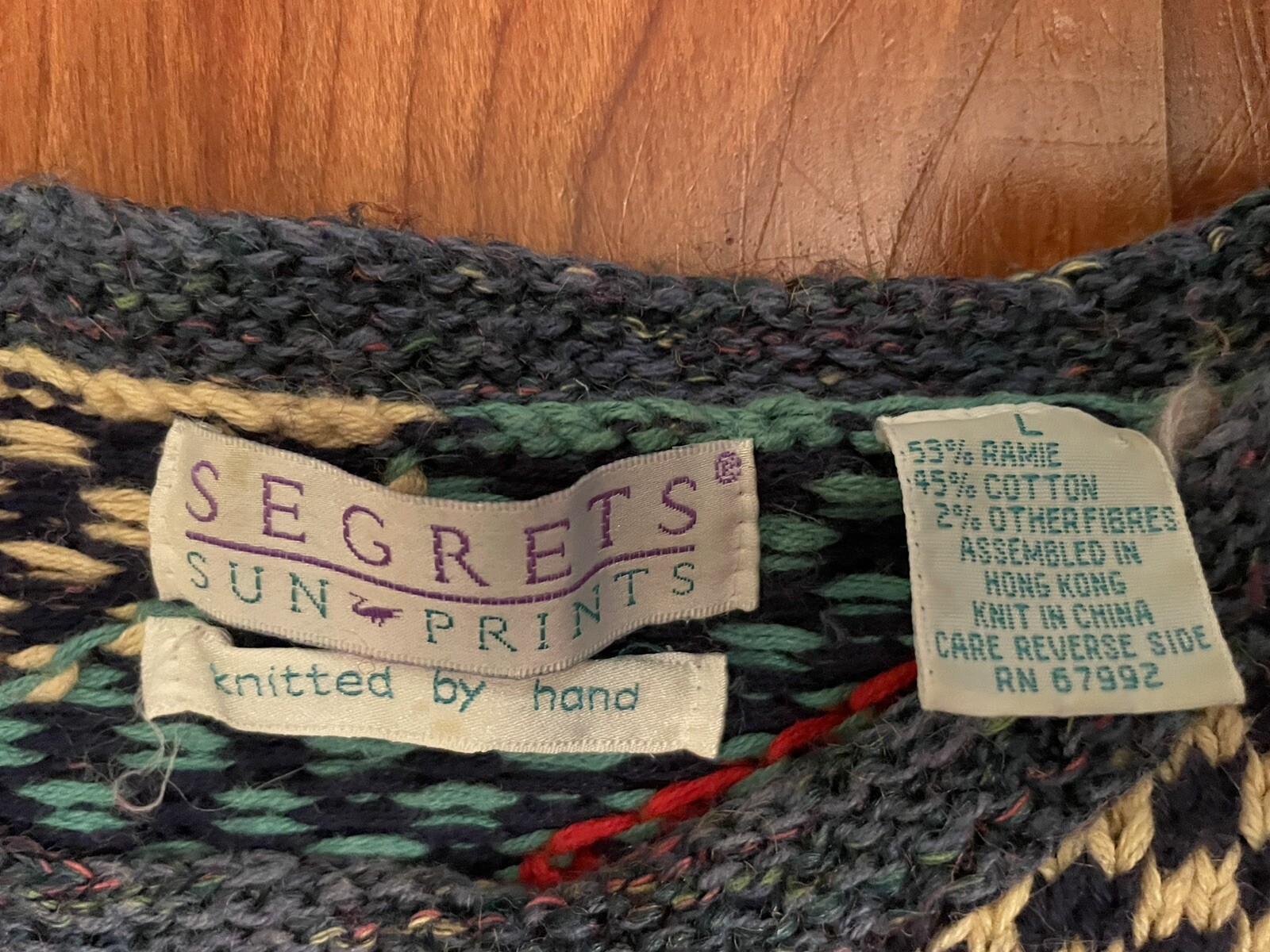 Vintage Segrets Sun Prints Sweater Women’s (L) Geometric Pink & multicolor 1990s