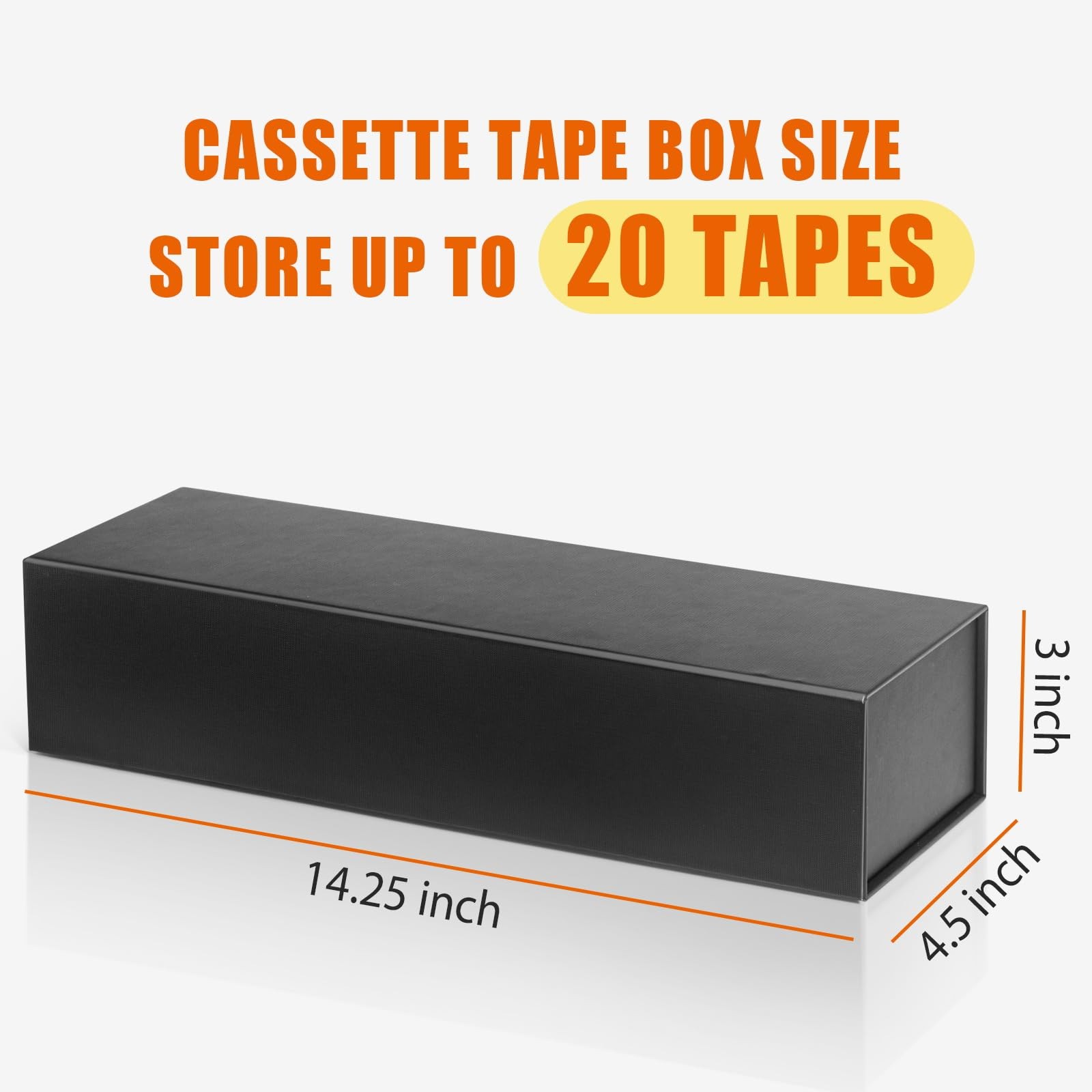 tutata Cassette Tape Storage Box Holder 14.25×4.5×3″ – 20 Tapes Magnetic Closure