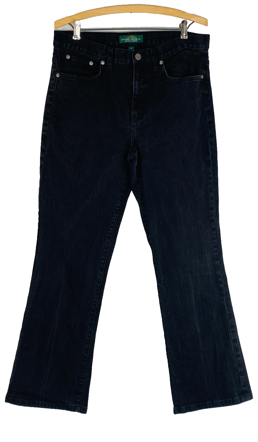 Black RALPH LAUREN jeans, relaxed dark gray high waist straight leg stretch 12